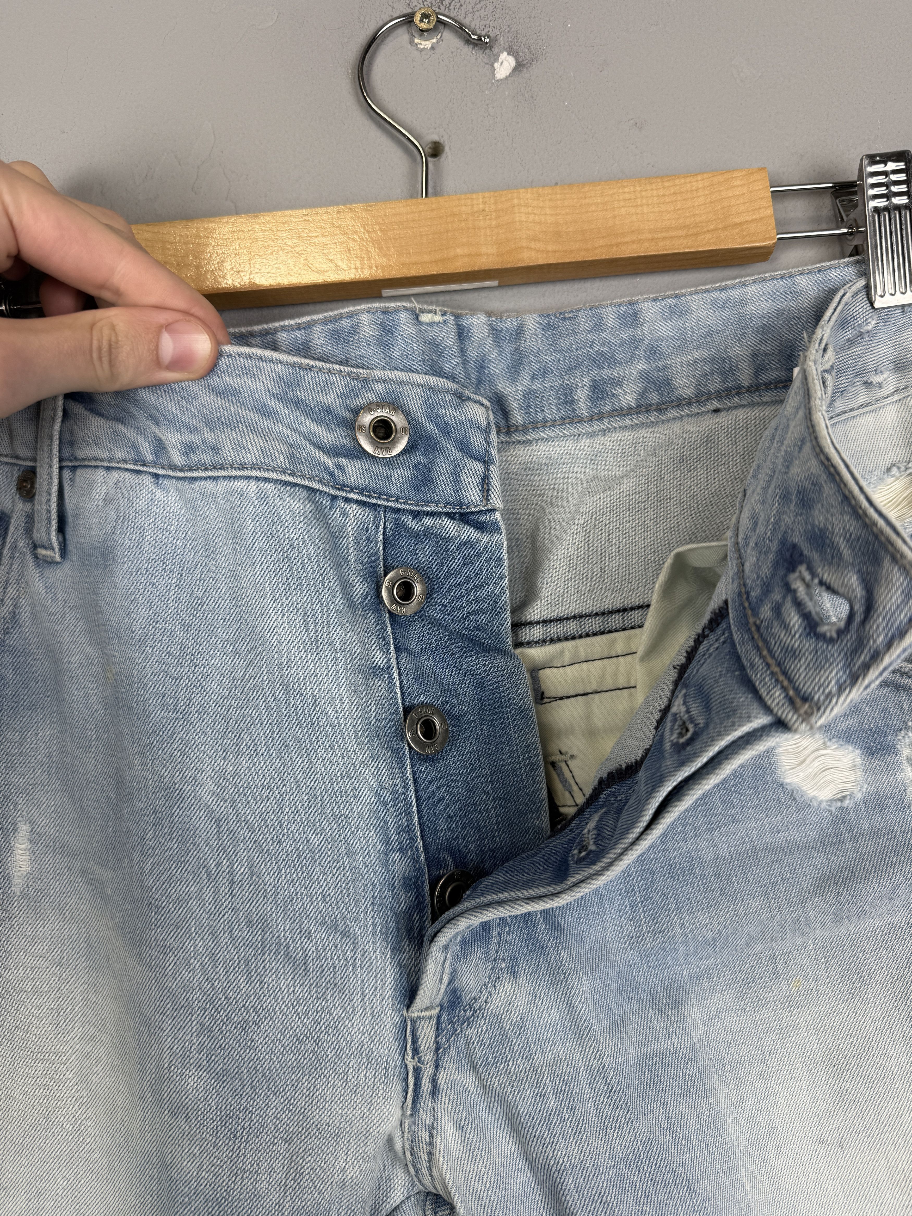 G-Star G-Star Raw Denim Jeans Arc Zip 3D Slim Blue Distressed Denim Size US 34 / EU 50 - 12 Thumbnail