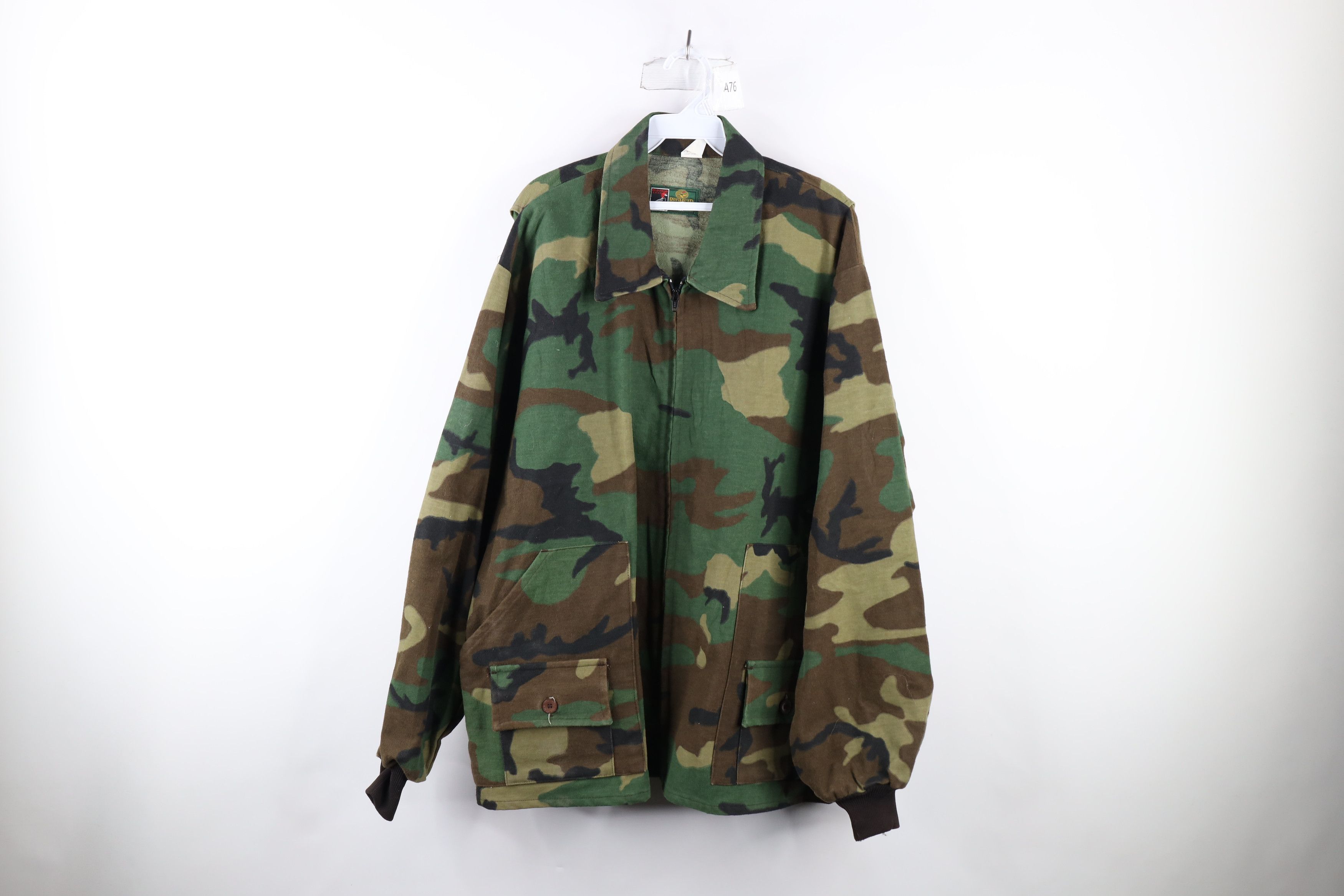 image of Vintage 70's Chamois Cloth Camouflage Full Zip Jacket Usa, Men's (Size XL)