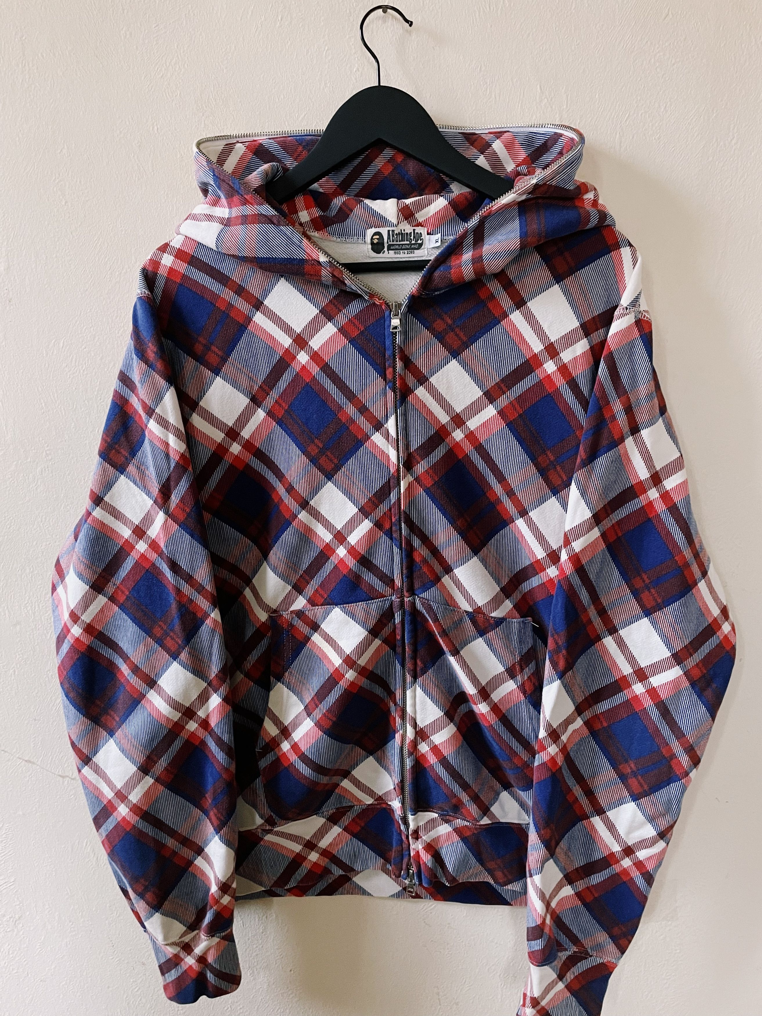 Plaid bape hoodie sale