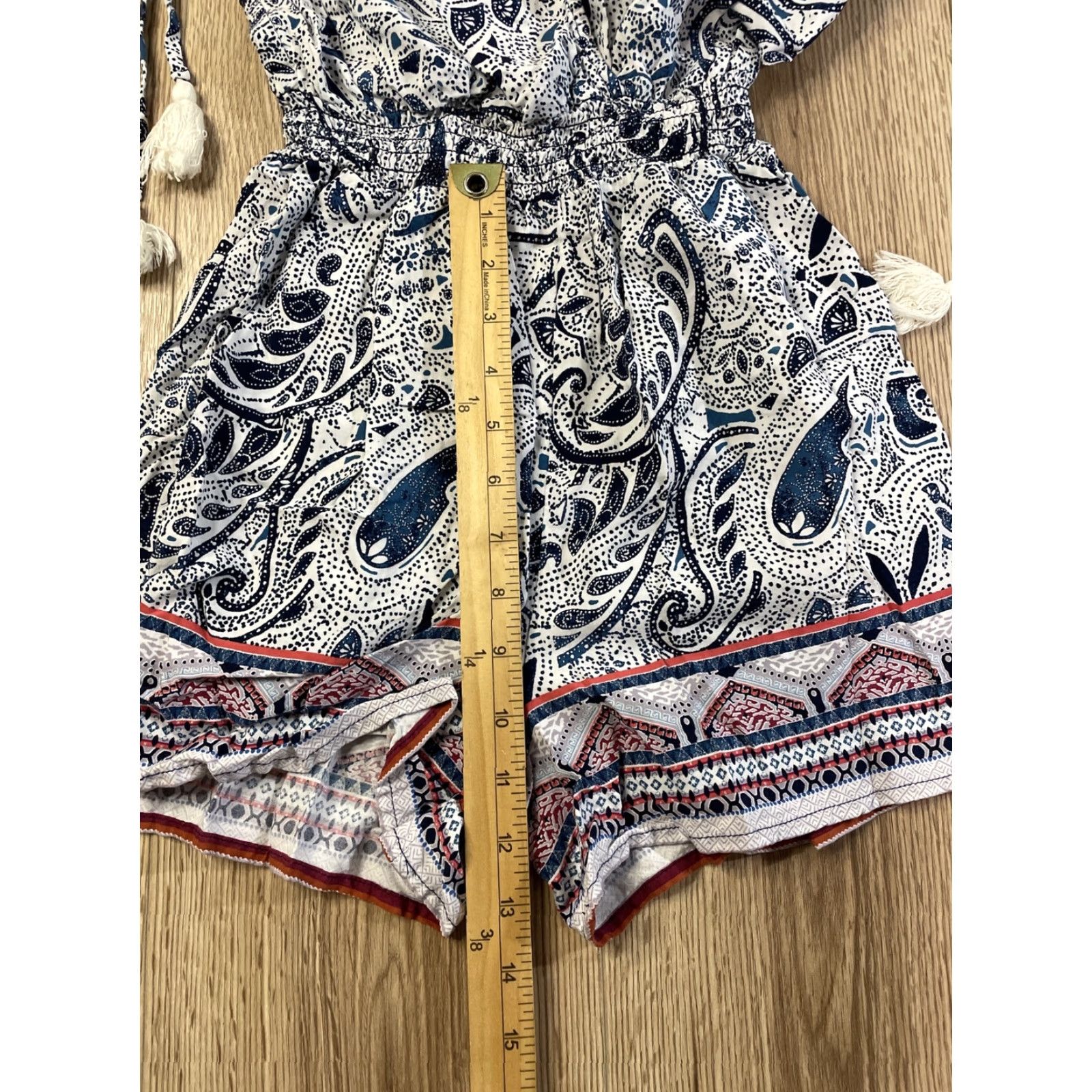 Vintage BeBop Tie Dye Sleeveless Romper Shorts Set for Teens, Blue & White, Casual Bohemian Beach Summer Spring, Size Small Size S / US 4 / IT 40 - 5 Thumbnail