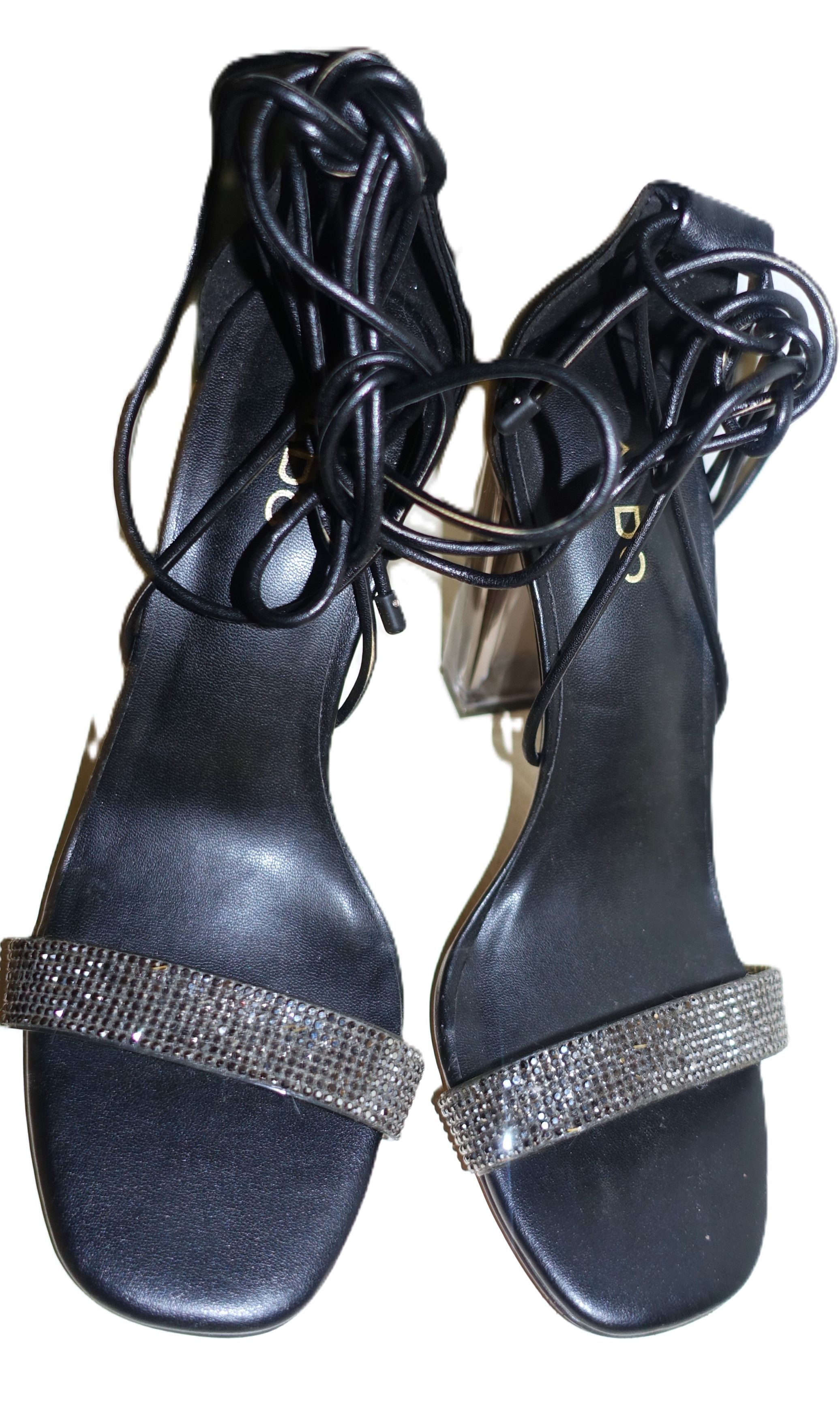 Aldo Aldo Onardonia Black strappy sandal Acrylic Heel 6 Size US 6 / IT 36 - 8 Thumbnail