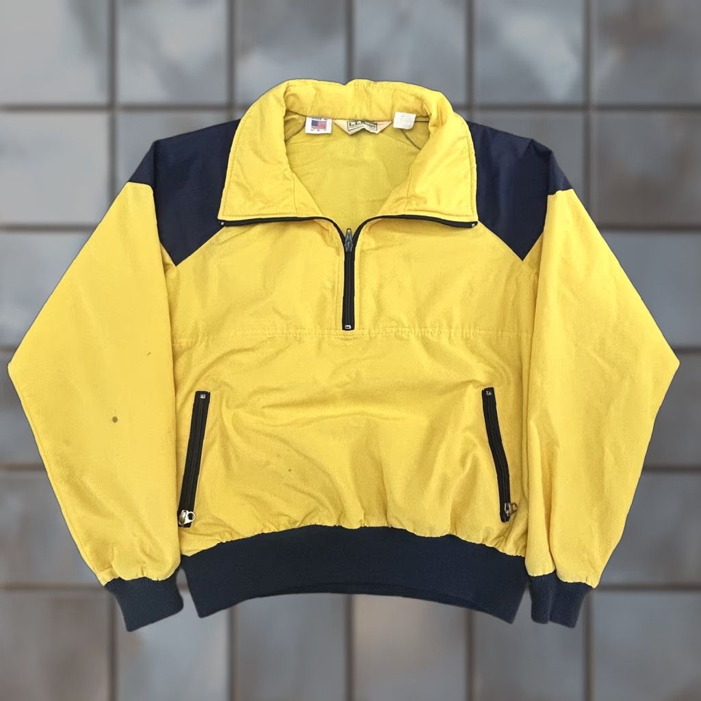 Vintage VINTAGE LL Bean Pullover Jacket Mens Small Yellow 1/4 Zip Wind-Resistant Pockets Outdoors 80s Size US S / EU 44-46 / 1 - 1 Thumbnail