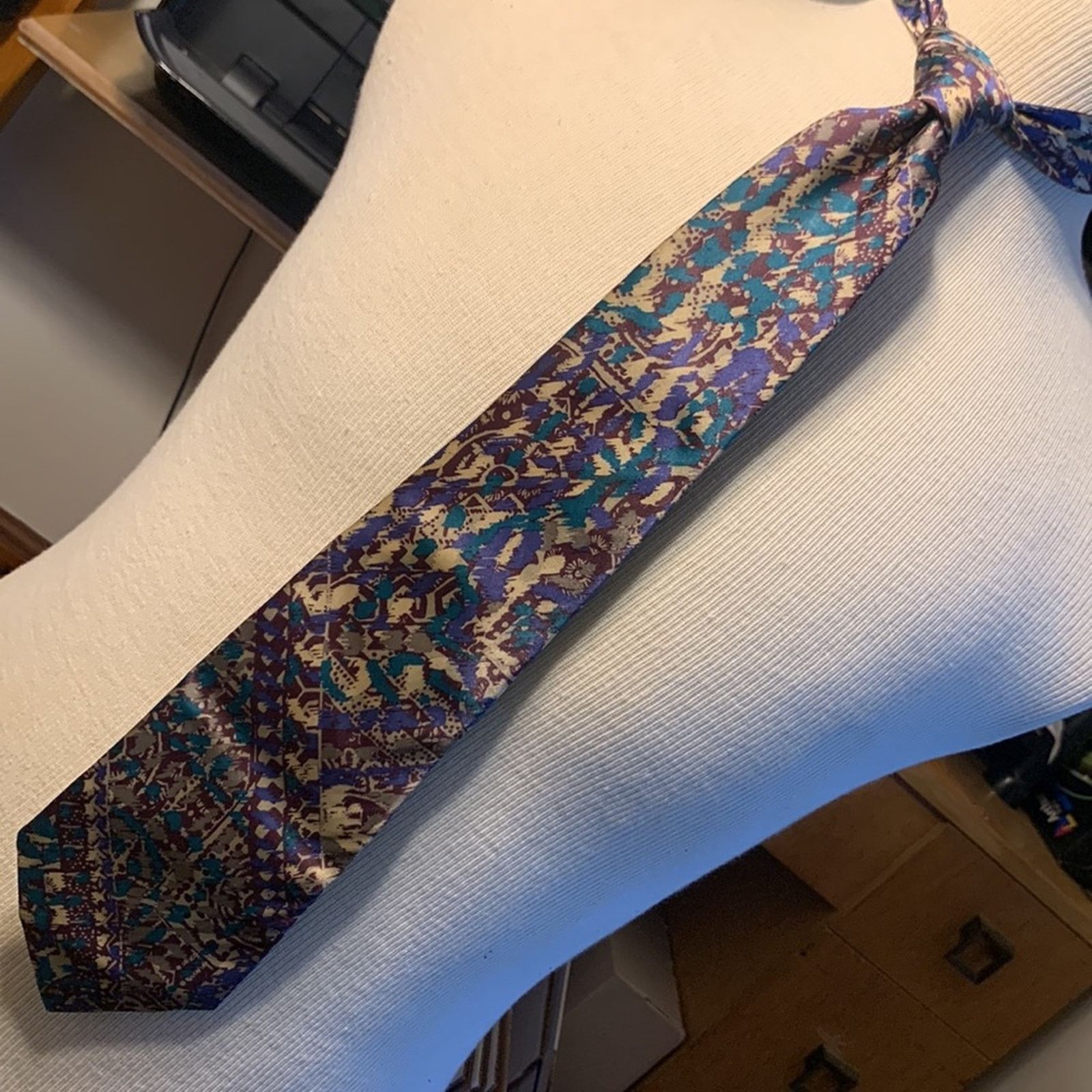 Vintage 80’s Egon von Furstenberg silk blend abstract modernist tie Size ONE SIZE - 6 Thumbnail
