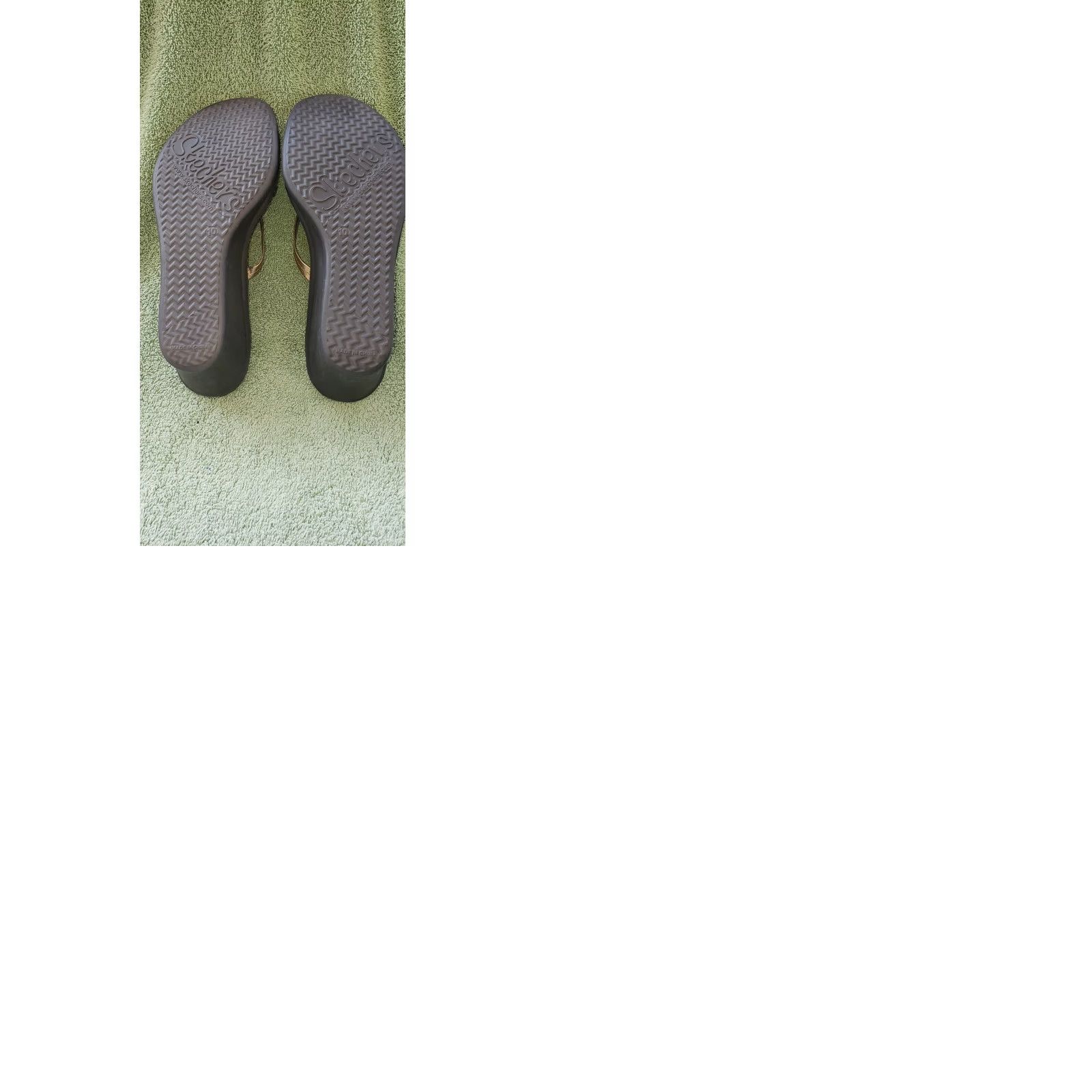 SKECHERS Skechers Women's Wedge Slide Sandal Size 10M Gold Multi-Crossovers 2.25" Wedge Heel Size US 8 / IT 38 - 9 Thumbnail