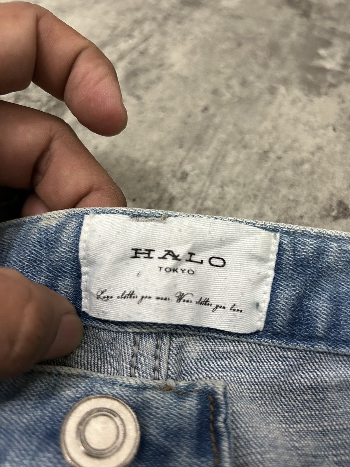 Japanese Brand Halo Tokyo Japan Acid Wash Distressed Jeans Size US 33 - 14 Thumbnail
