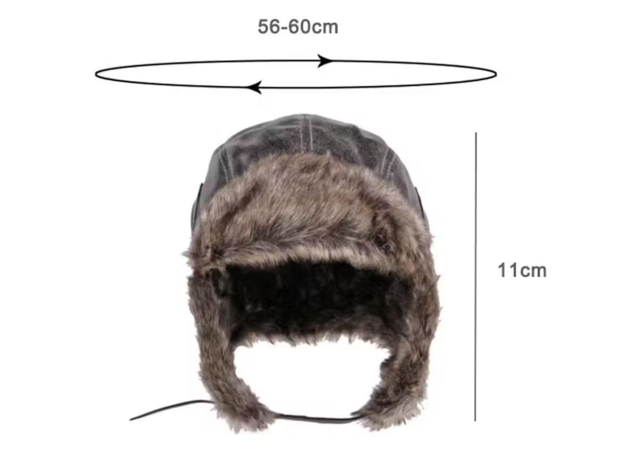 Other Russian Style Black Faux Leather Fur Winter Hat Size ONE SIZE - 3 Thumbnail