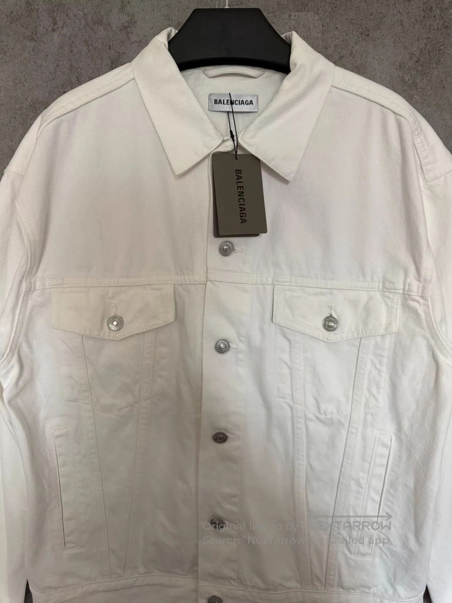 Balenciaga Balenciaga White Denim Jacket with Logo. Size US S / EU 44-46 / 1 - 2 Thumbnail