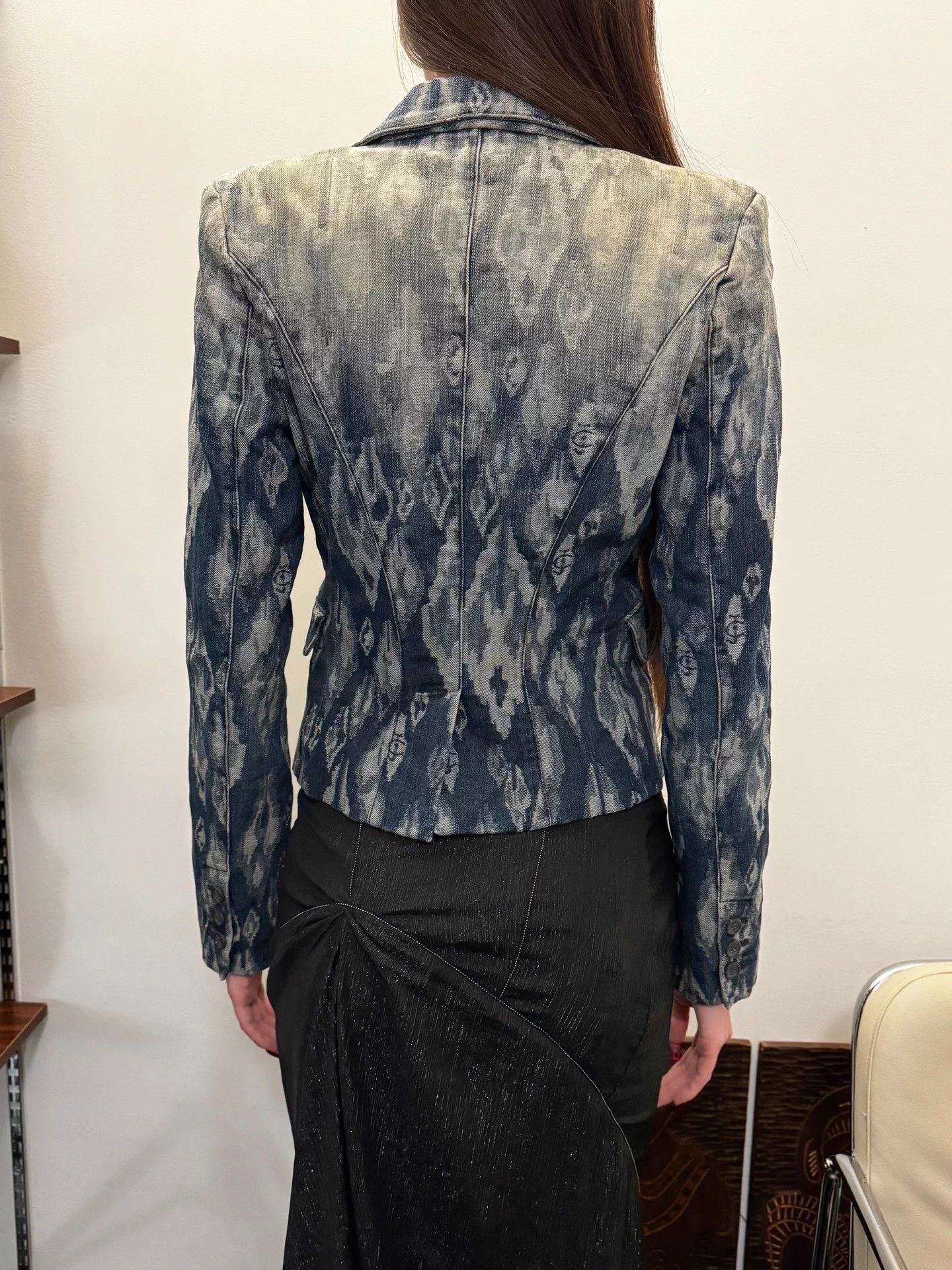 Just Cavalli Just Cavalli Vintage Denim Shoulder-Pad Blazer S Size S / US 4 / IT 40 - 3 Thumbnail