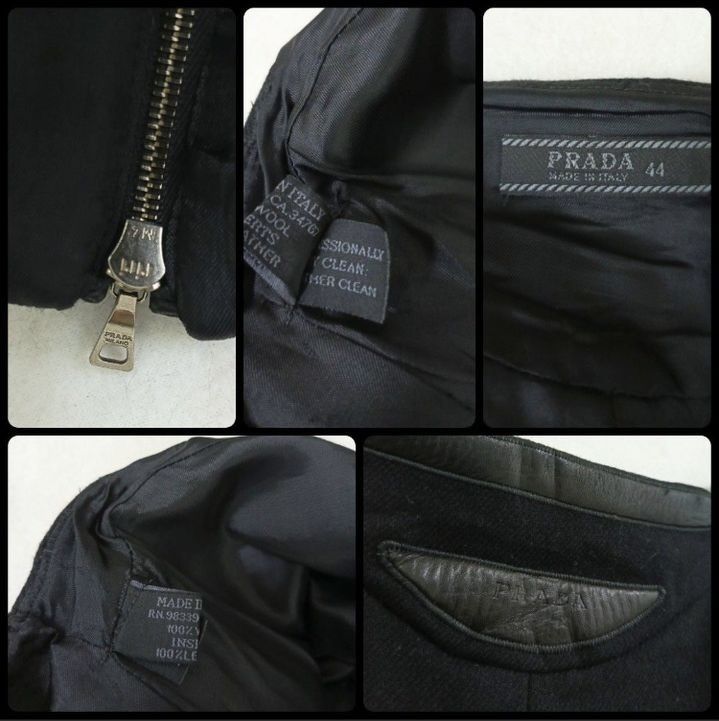 Prada Prada Straight Midi Wool Skirt with Leather Trim Black Size 32" / US 10 / IT 46 - 10 Thumbnail