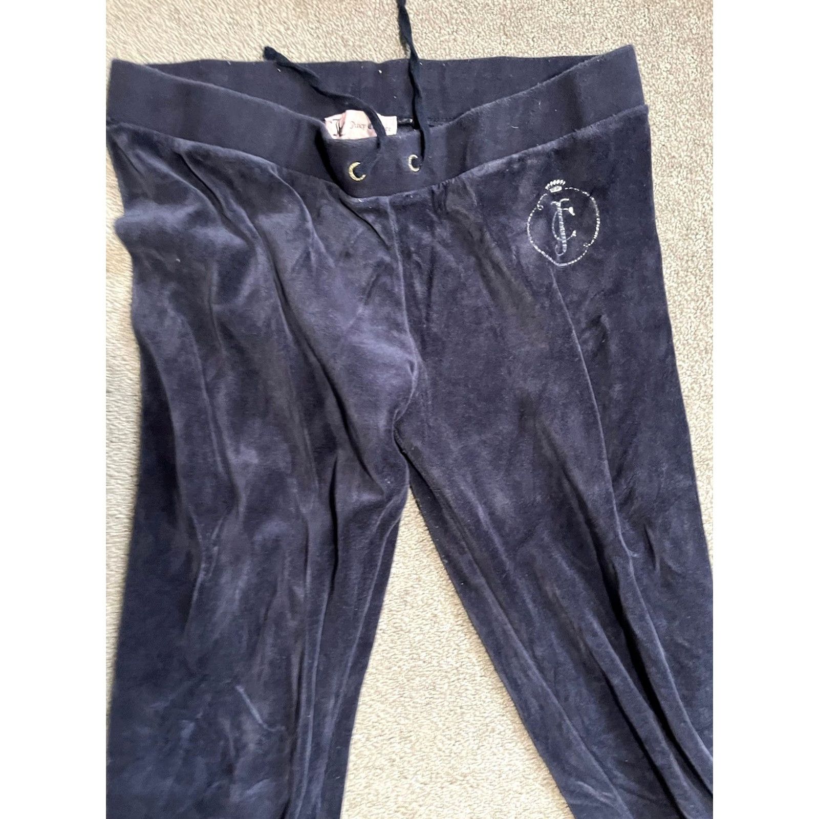 Juicy Couture VINTAGE Juicy Couture Pants Navy Blue Velour Cotton Terrycloth Women Long Flared Sweatpants Size S Womens Size 28" / US 6 / IT 42 - 2 Thumbnail