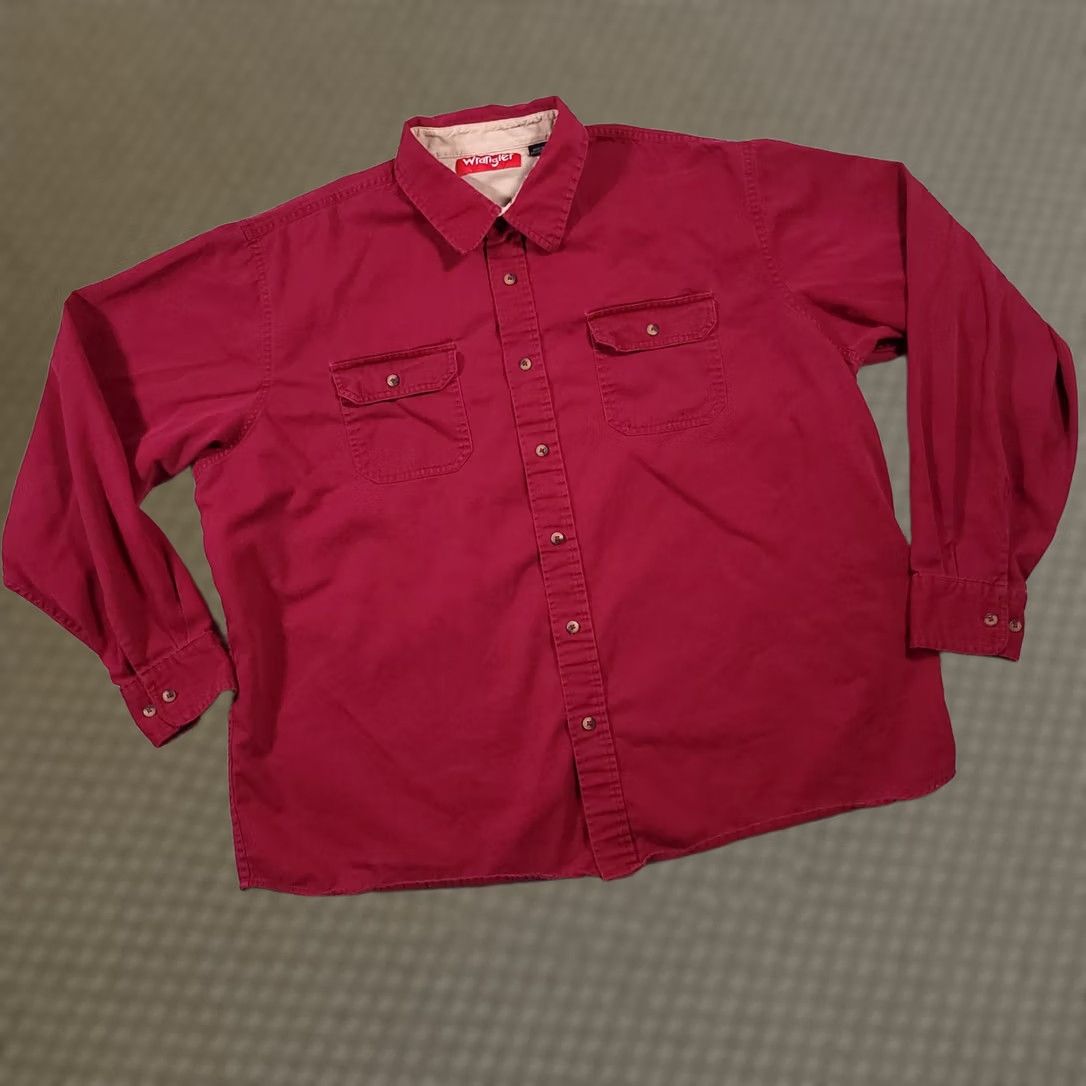 Wrangler Wrangler Button Up Shirt Mens 2XL Red Casual Outdoor Work Wear Pockets Grunge Size US XXL / EU 58 / 5 - 1 Thumbnail