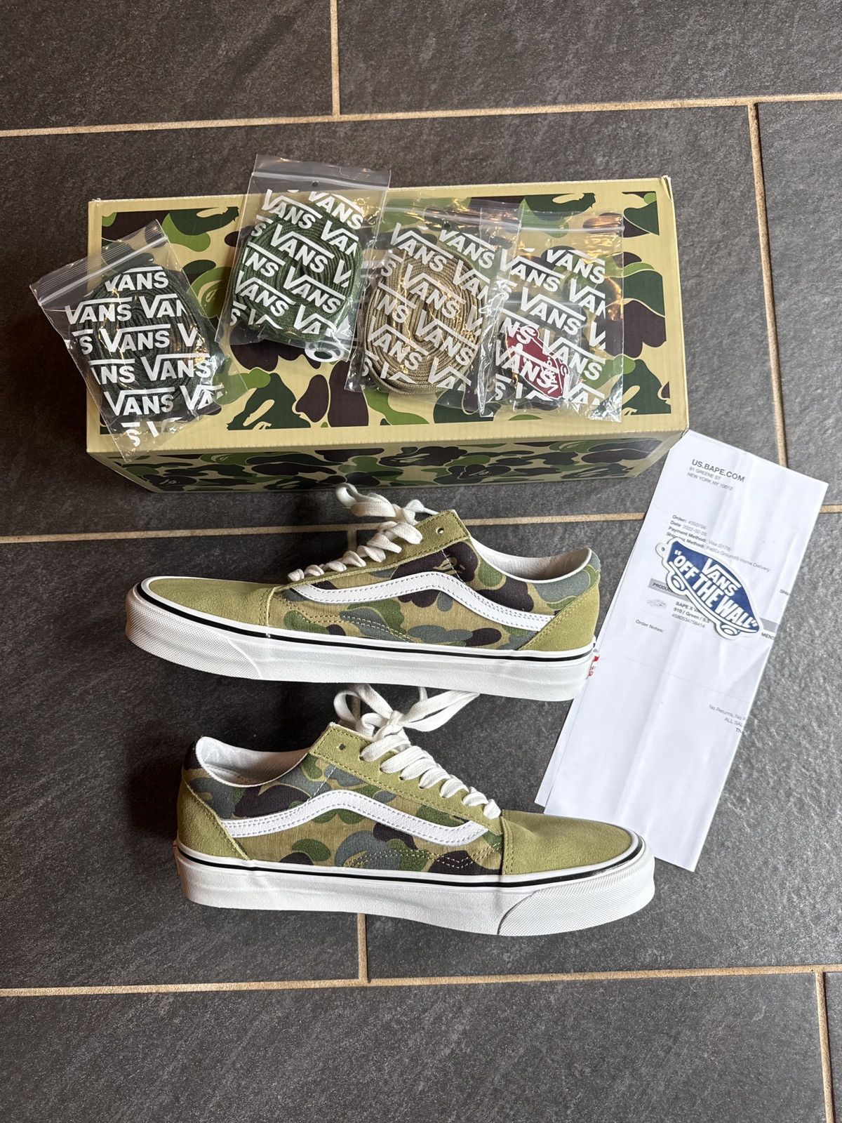 Vans Old Skool 36 DX BAPE Green ABC Camo Size 9.5M