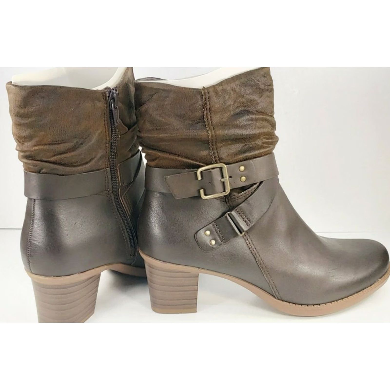 Vintage Earth Origins Wheaton Wade Women’s Leather Mid Boots Bark Brown Size 9.5 Size US 10 / IT 40 - 3 Thumbnail