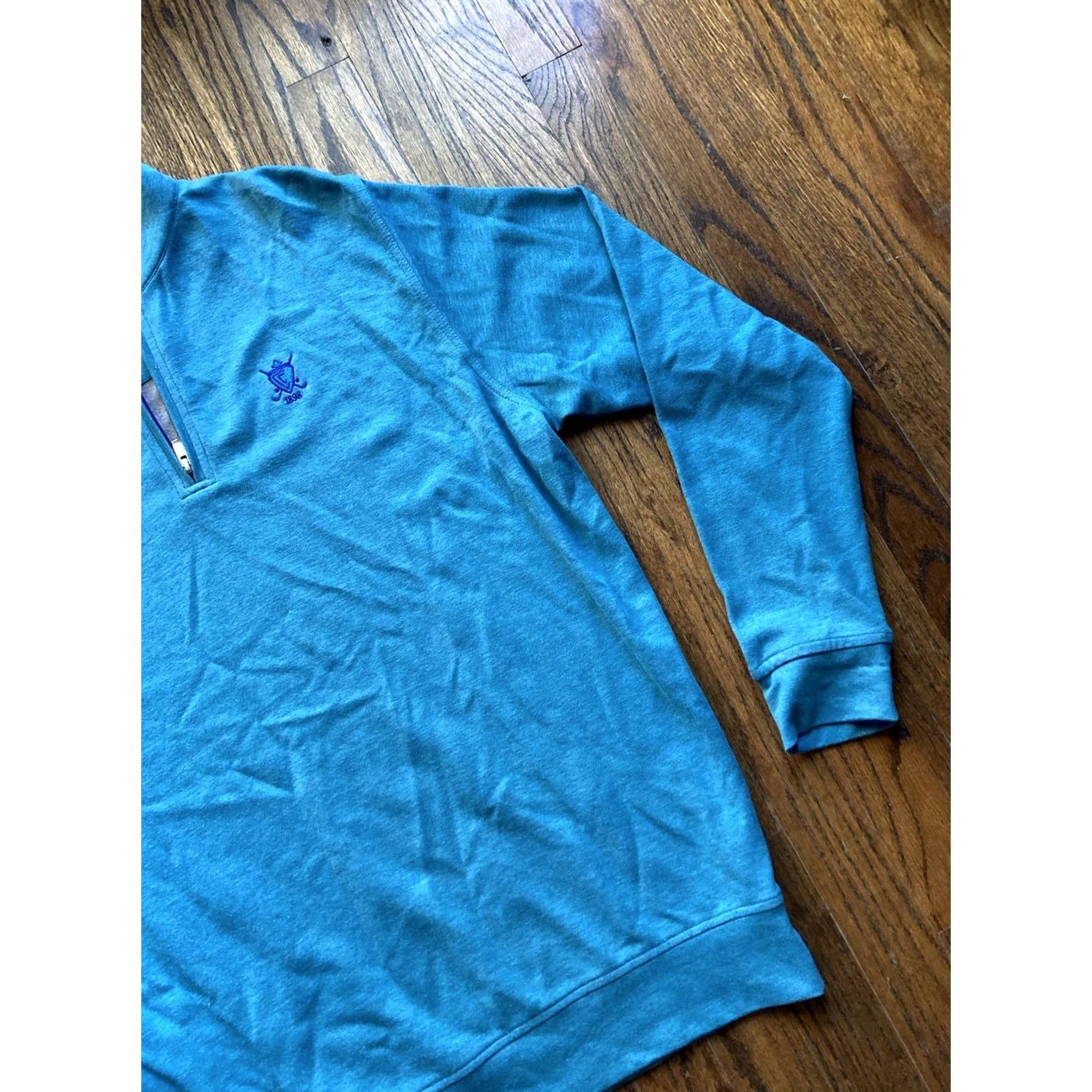 Peter Millar Peter Millar 1/4 Zip Pullover Mens Large Perth Performance Turquoise Blue Golf Shirt Size US L / EU 52-54 / 3 - 3 Thumbnail