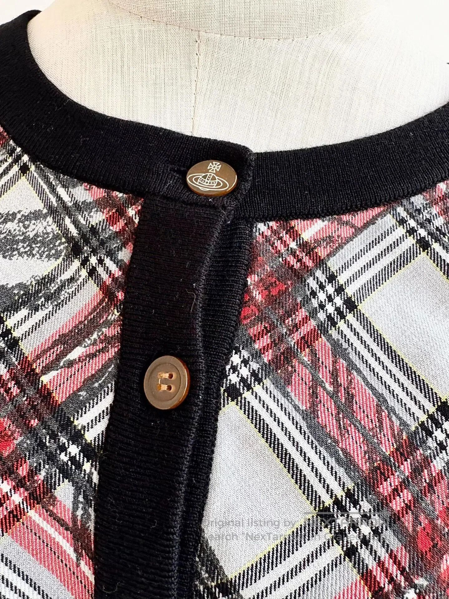 Vivienne Westwood Vivienne Westwood Gray Red Plaid Graffiti Knit Cardigan. Size M / US 6-8 / IT 42-44 - 3 Thumbnail