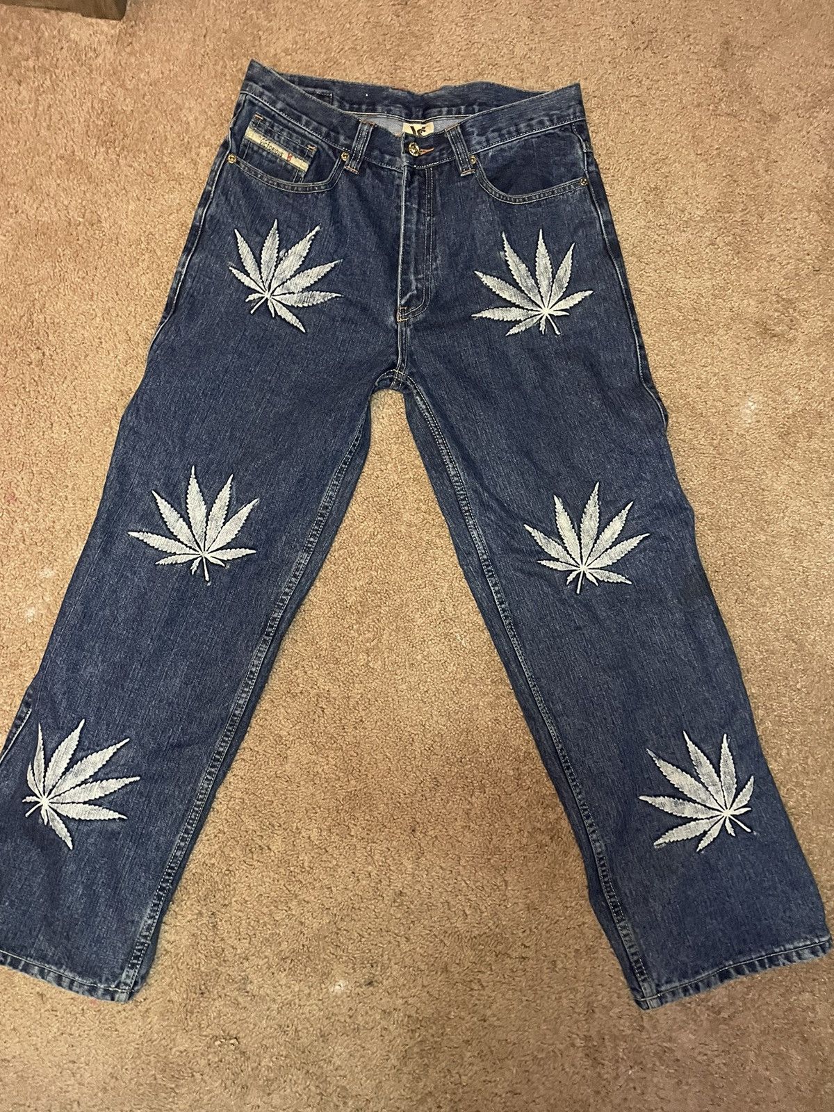 Vintage Victorious Weed Print Baggy Jeans Size US 32 / EU 48 - 1 Thumbnail
