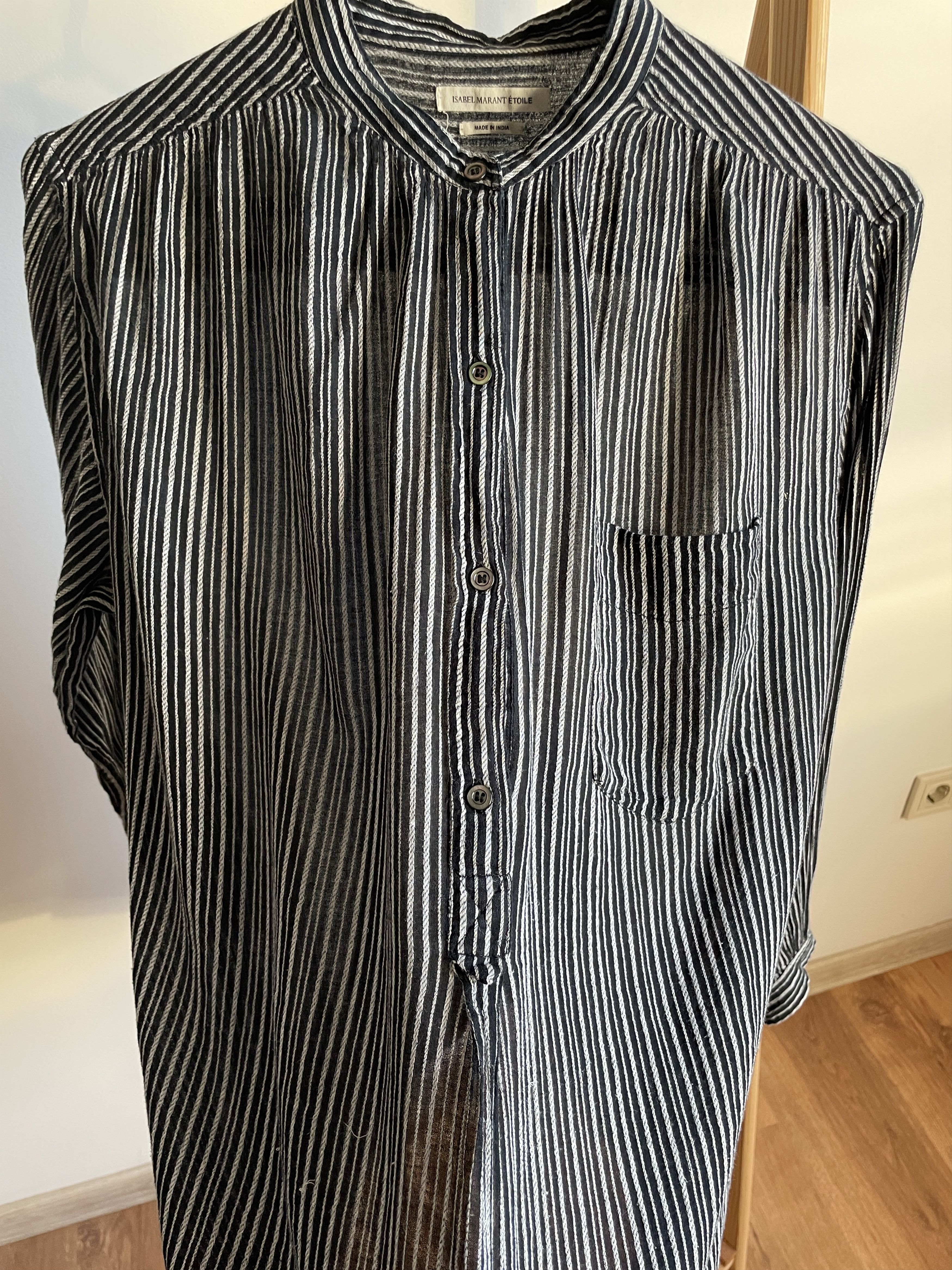 Isabel Marant Etoile Isabel Marant Etoile Collarless Striped Grandad Blouse Size XS / US 0-2 / IT 36-38 - 5 Thumbnail
