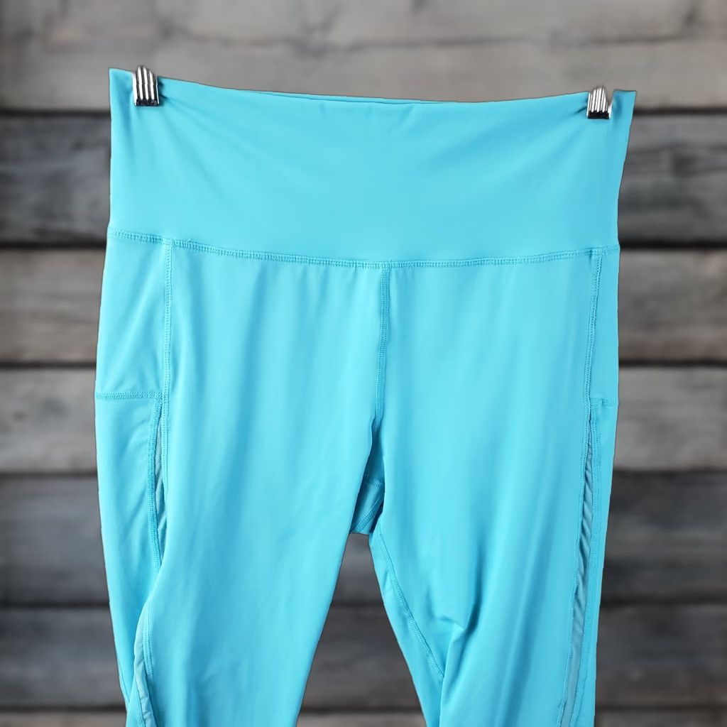 Vintage Zyia Womens Cropped Leggings Sz 8-10 Solid Blue High Rise Activewear Legging Womens Size 30" / US 8 / IT 44 - 1 Thumbnail