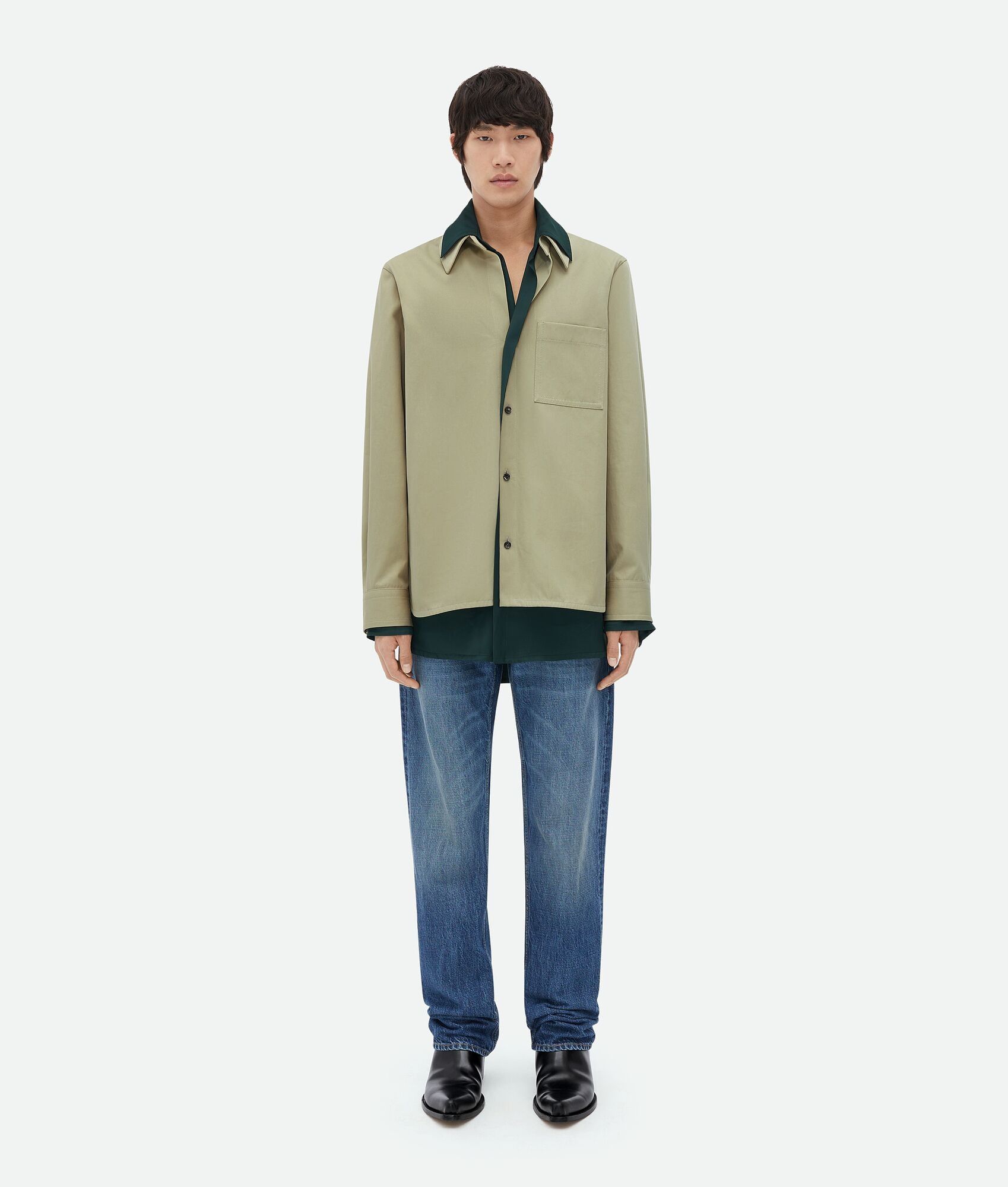 Bottega Veneta o1w1db10825 Relaxed Fit Cotton Twill Double Shirt Size US M / EU 48-50 / 2 - 1 Thumbnail