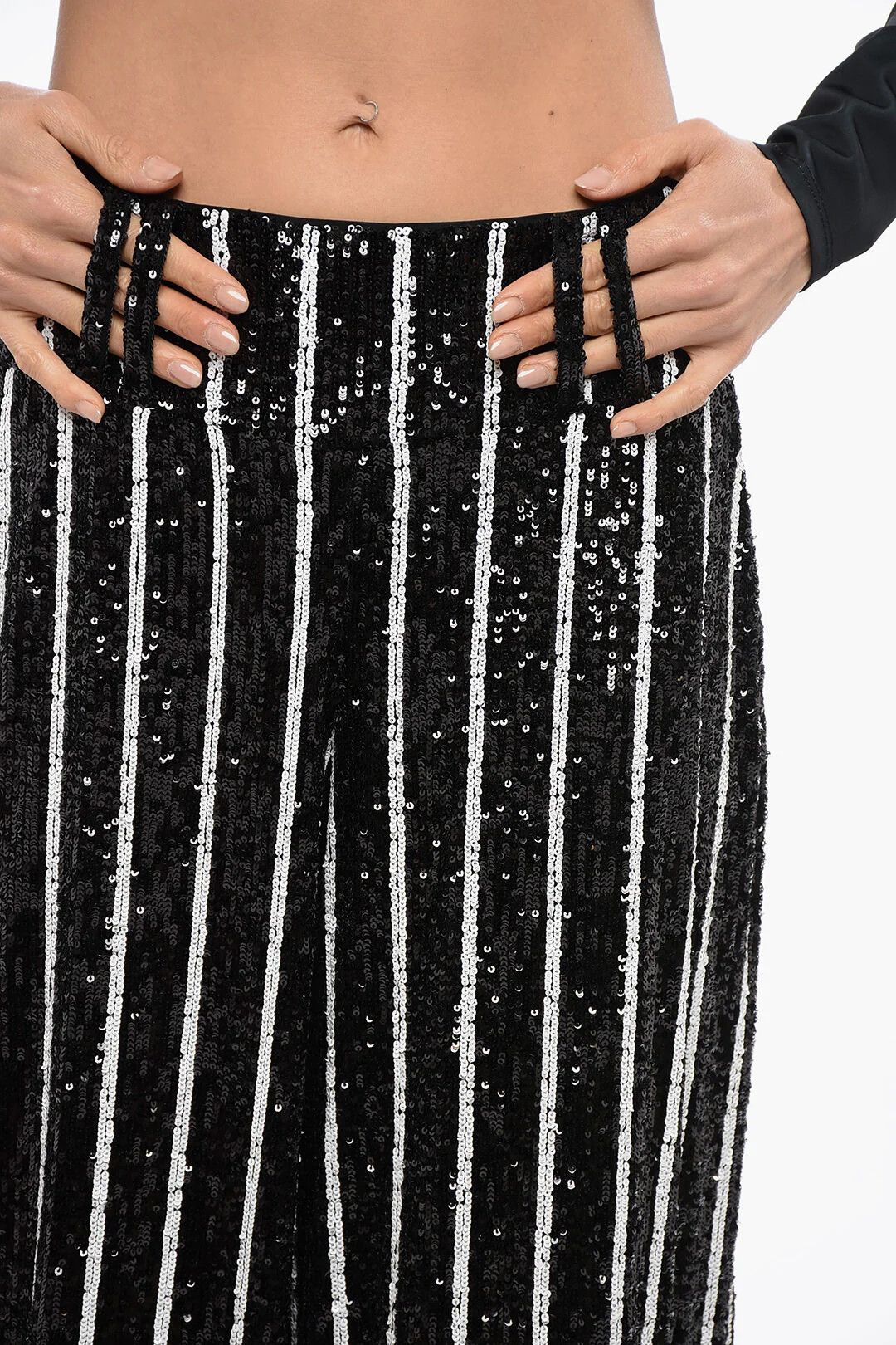Balmain og1mm0326 High-Waisted Striped Trousers in White & Black Size 26" / US 2 / IT 38 - 3 Thumbnail