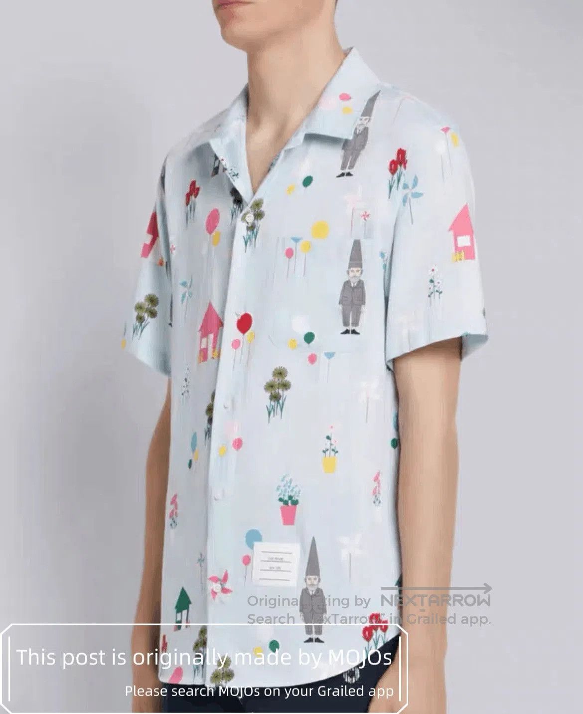 Thom Browne Sz 0 Thom Browne Fairy Painting S/S Blue Shirt. Size US XS / EU 42 / 0 - 8 Thumbnail