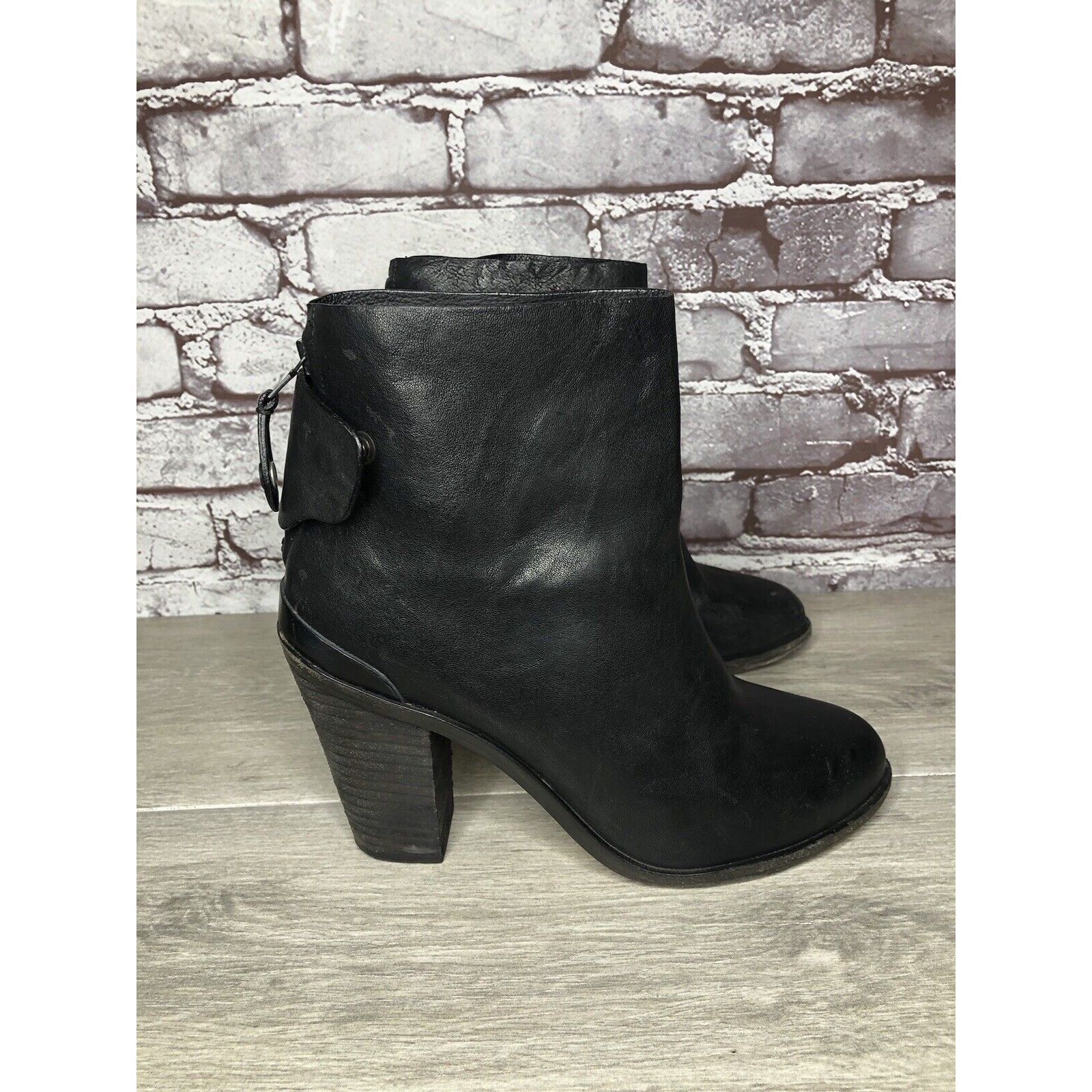 Rag & Bone Rag & Bone Black Leather Ankle Back Zip Heel Booties Women S Size US 9 / IT 39 - 20 Thumbnail