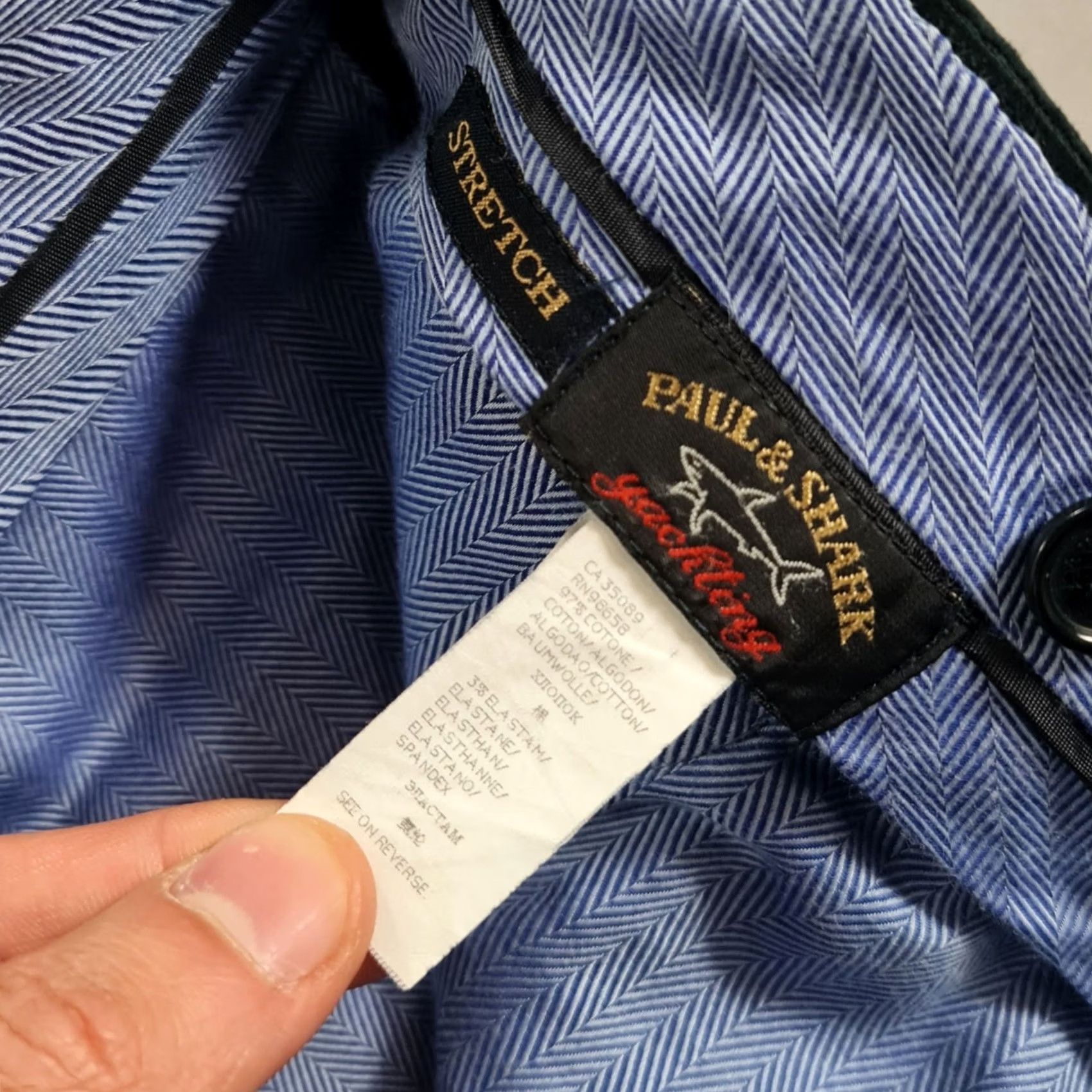 Paul & Shark Paul & Shark Trousers Mens W36 L29 Corduroy Cotton Regular Fit Straight Front Zipper Button Pockets Logo Blue 97% Cotton 3% Elastane Chino Casual Size US 36 / EU 52 - 4 Thumbnail