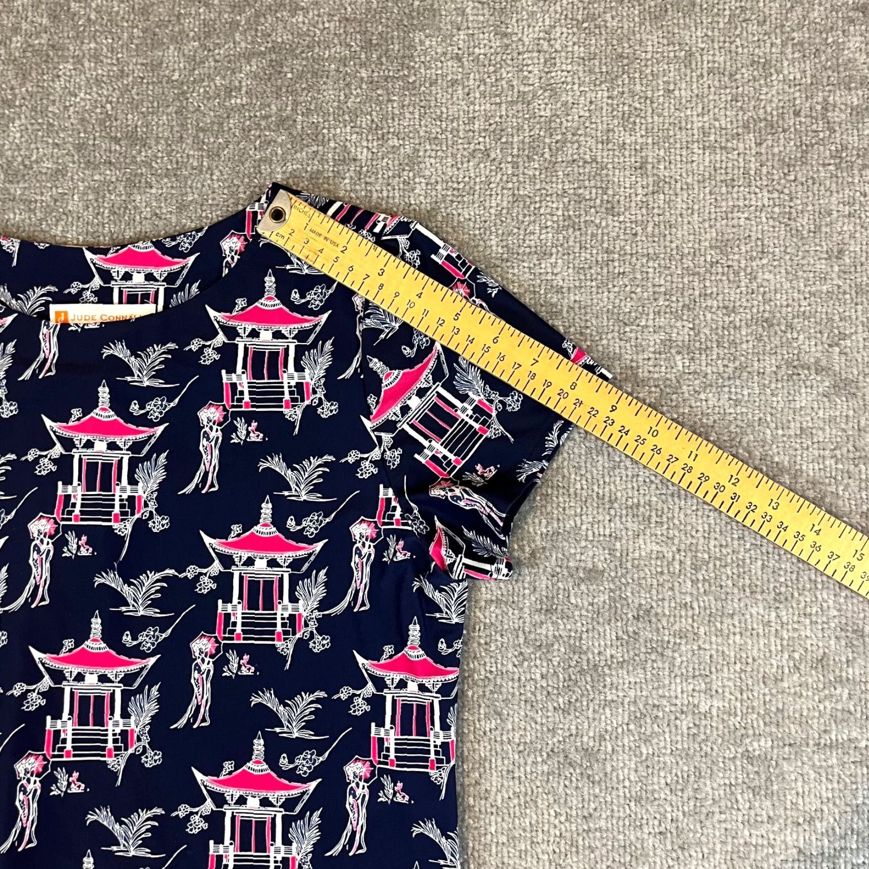 Vintage JUDE CONNALLY Top Women XS Ella Pagoda Toile Navy Asian 32" Micro Dress Crewneck Size XS / US 0-2 / IT 36-38 - 5 Thumbnail