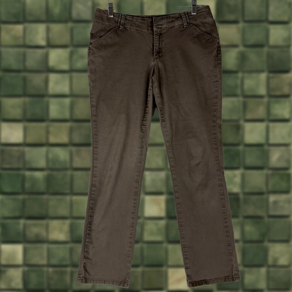 Lee Lee Pants Womens 6 Brown Essential Chino Trouser Short Mid Rise Straight Leg Stretch Size 28" / US 6 / IT 42 - 1 Thumbnail