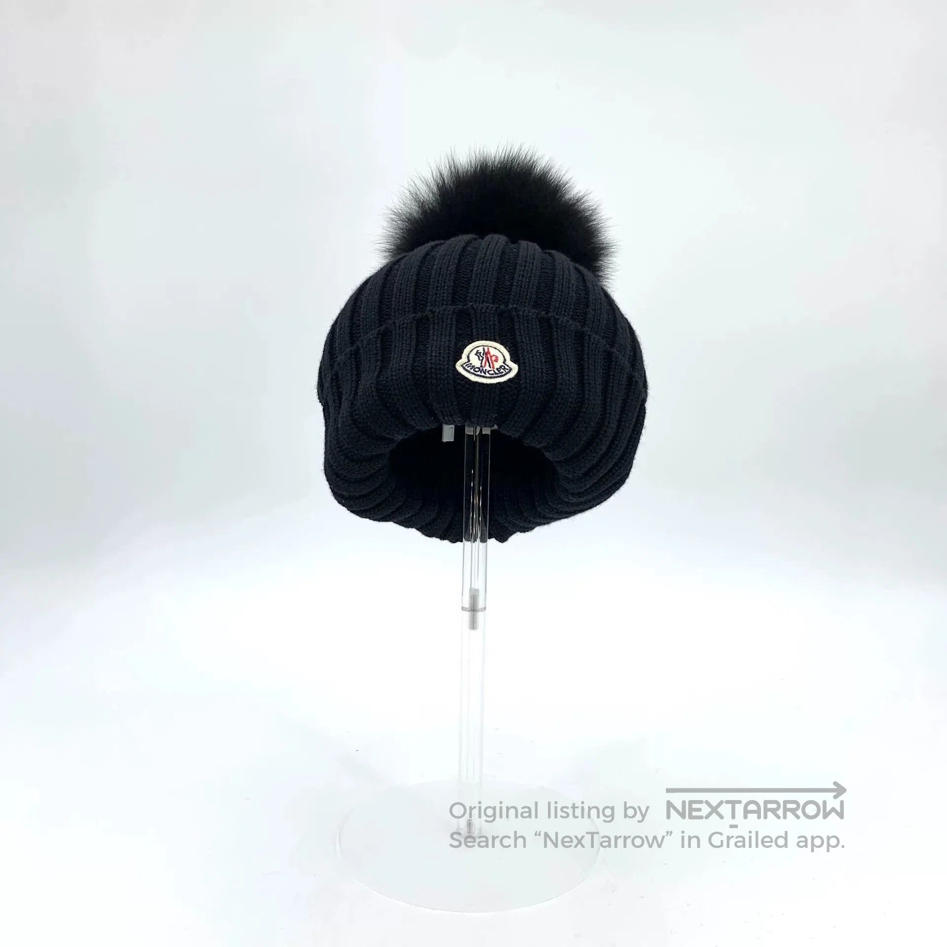 Moncler Moncler Black Logo Wool Knit Beanie. Size ONE SIZE - 1 Thumbnail