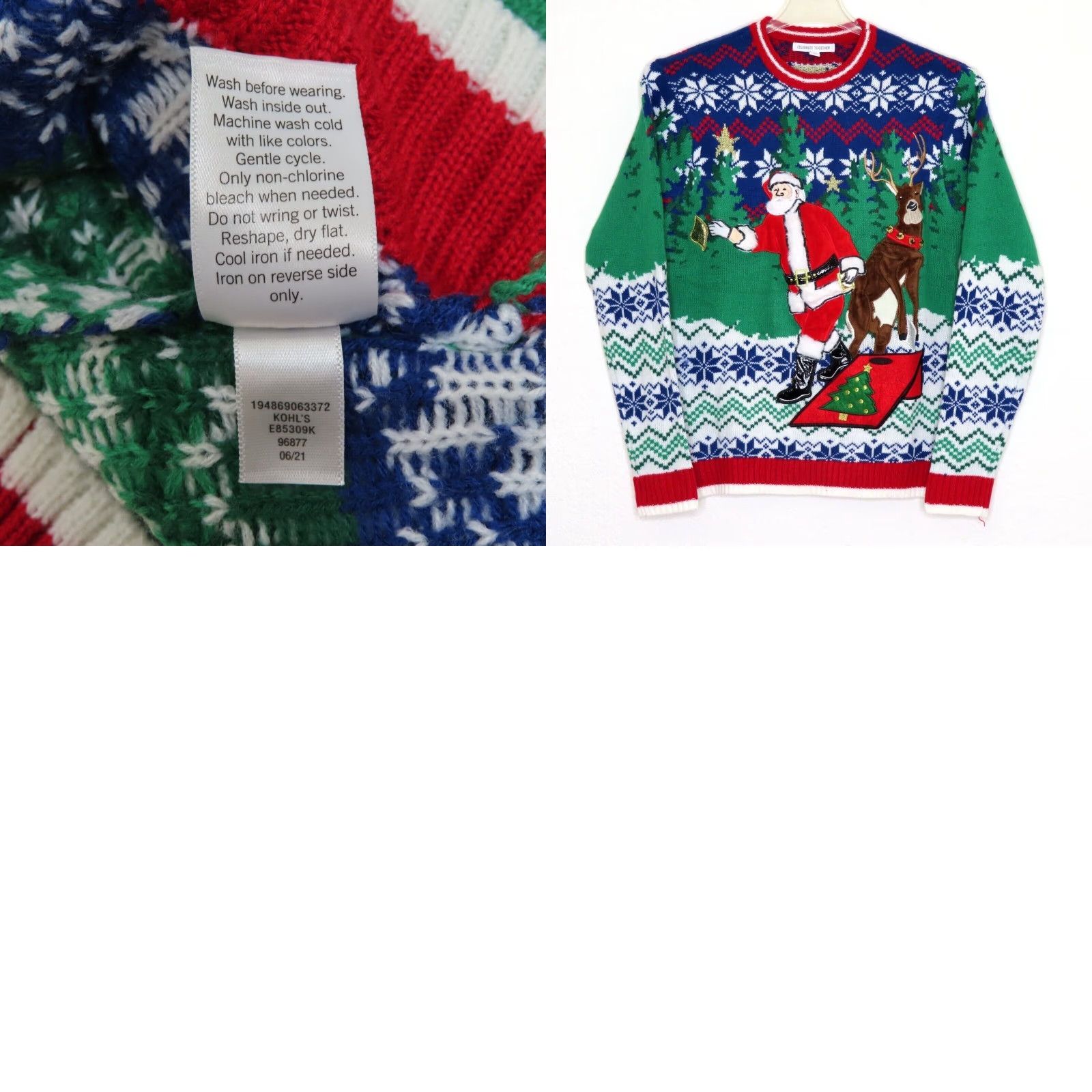 Vintage Mens Small Santa Claus Reindeer Christmas Knit Sweater Pullover Ugly Game Day Gift Boys Womens? Size US S / EU 44-46 / 1 - 8 Thumbnail