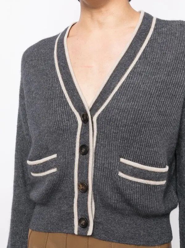 Brunello Cucinelli o1y0725 Cardigan in Lead/White Size XXL / US 16-18 / IT 52-54 - 2 Thumbnail