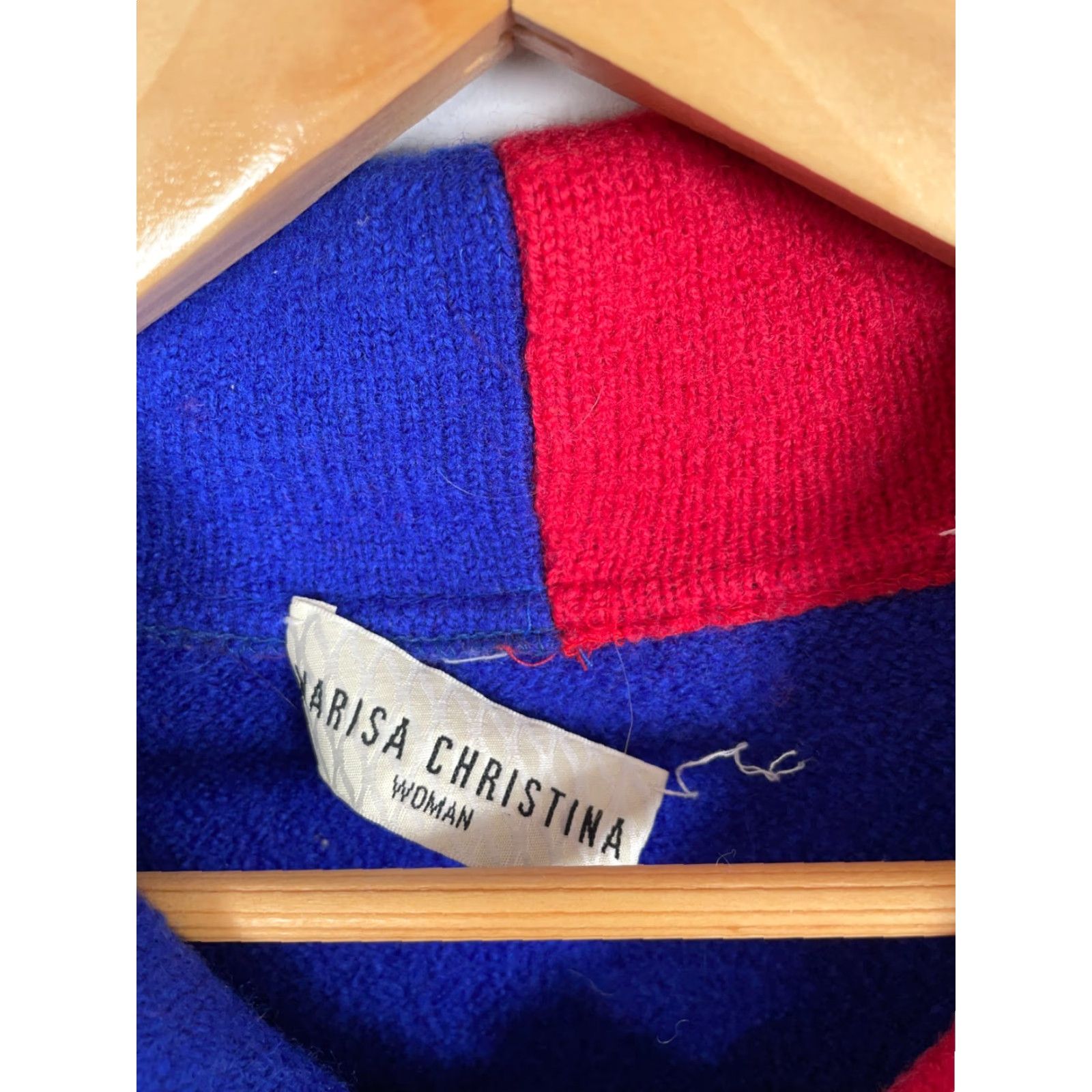 Vintage VINTAGE Marisa Christina Wool Cardigan Women's 3X Blue Red Knit Christmas Embroidered Holiday Ugly Sweater Size XXL / US 16-18 / IT 52-54 - 4 Thumbnail