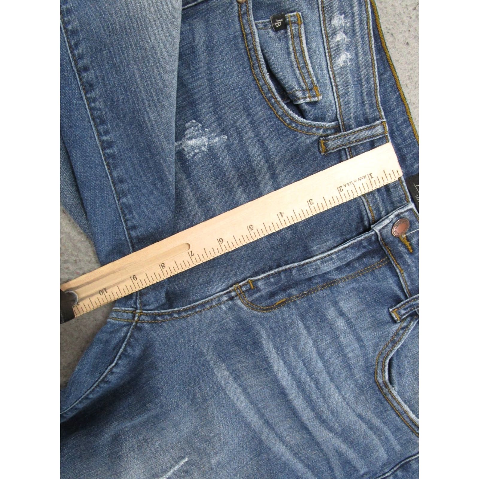 Denime Judy Blue Jeans Distressed Stretch Denim Straight Womens Size 15x32 Blue 5-Pocket Design Vintage No Size 36" / US 14 / IT 50 - 7 Thumbnail