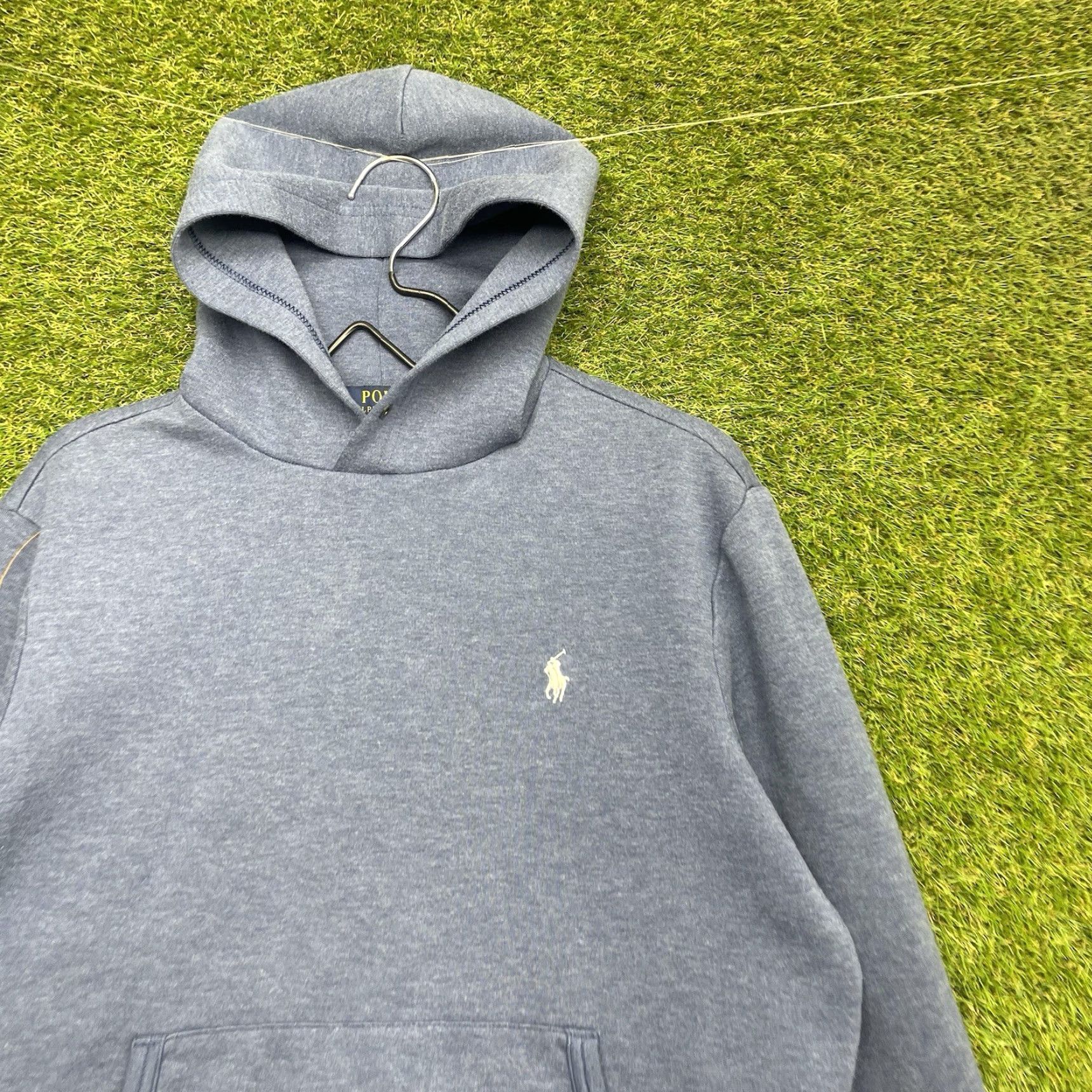 Polo Ralph Lauren VINTAGE Polo Ralph Lauren Hoodie Mens M Blue Fleece Pullover Hooded Logo Pocket Casual 90s Style Polo Horse Mens Size US M / EU 48-50 / 2 - 2 Thumbnail