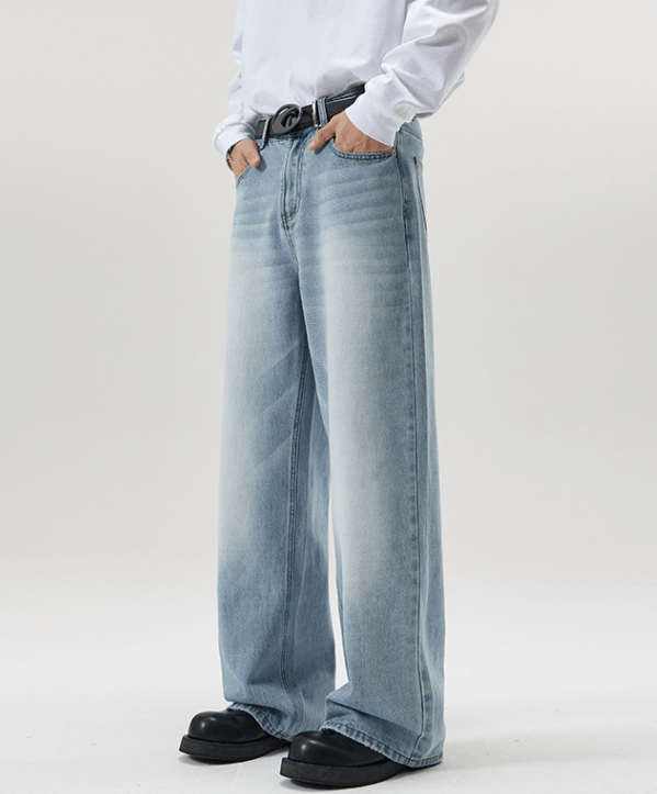 Japanese Brand × Jean Light blue washed loose straight-leg wide-leg jeans Size US 32 / EU 48 - 2 Thumbnail