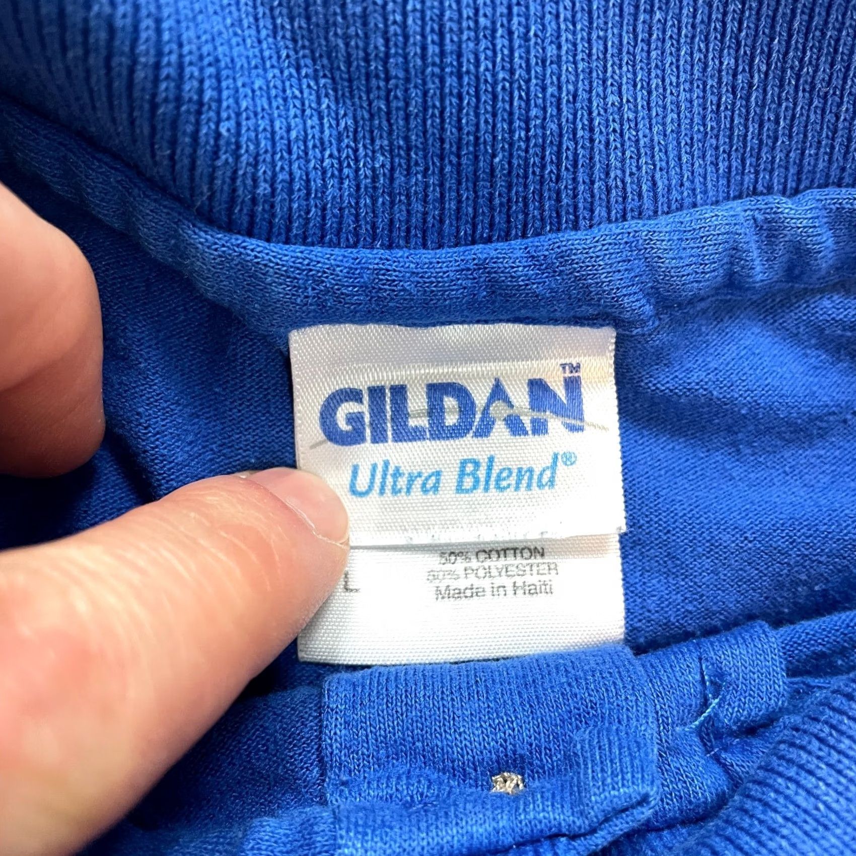 Gildan VINTAGE Gildan Polo Shirt Mens L Blue Short Sleeve Logo Size US L / EU 52-54 / 3 - 5 Thumbnail