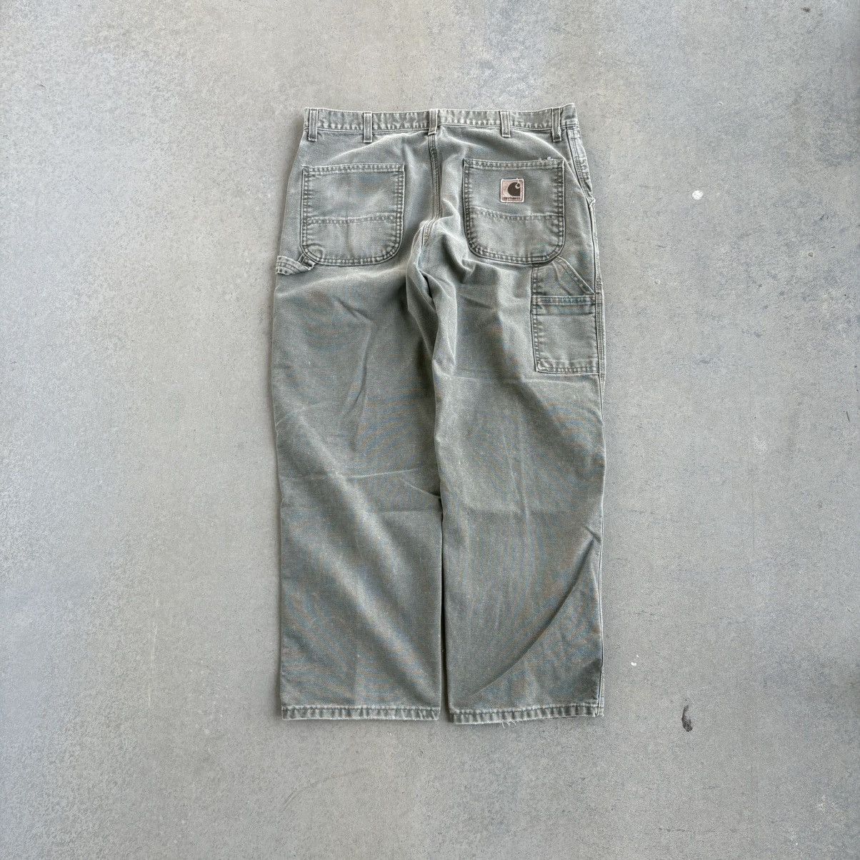 Vintage 38x30 Olive Green Carhartt Carpenter Pants Wide Leg