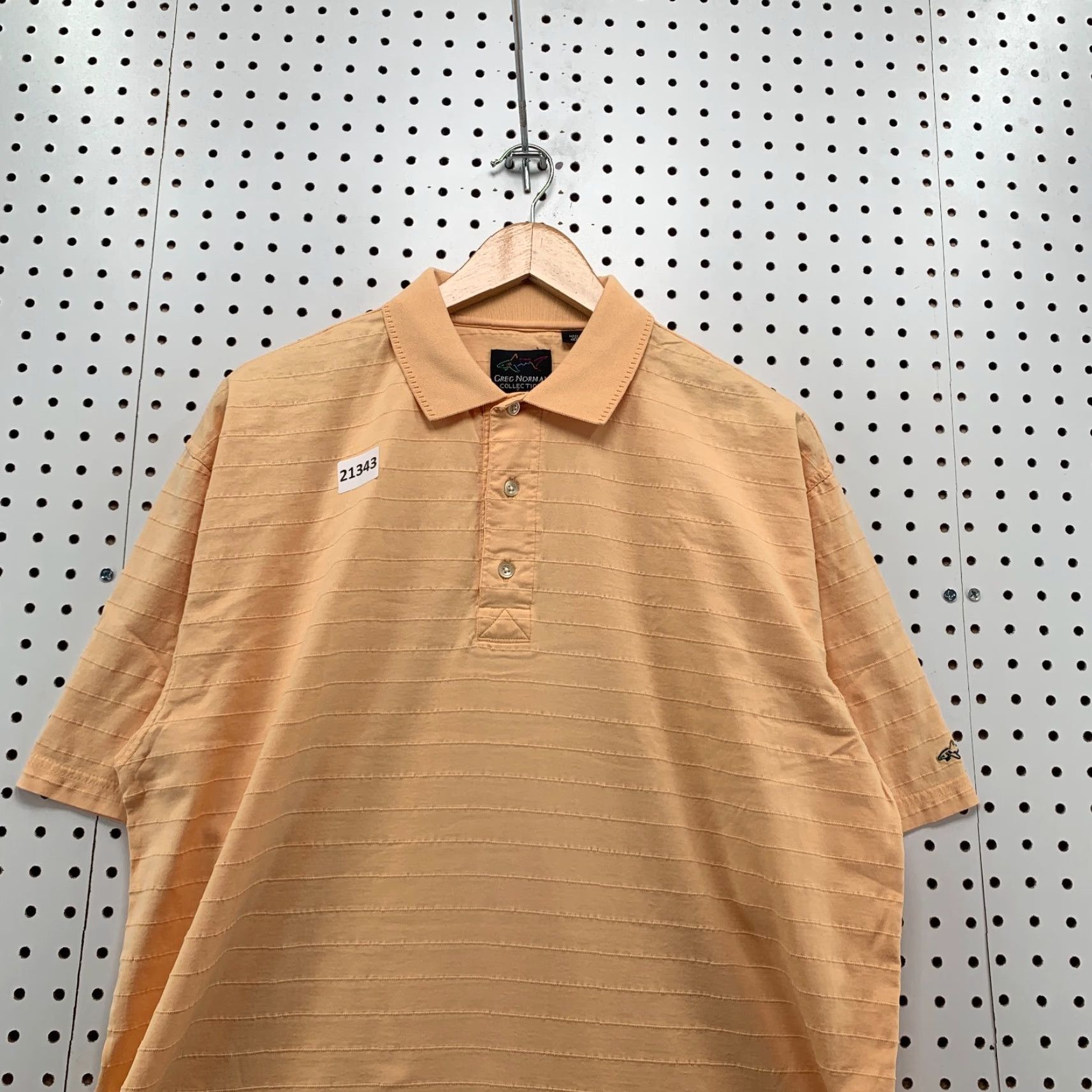 Vintage Greg Norman Polo Shirt Mens L Orange Short Sleeve Tonal Stripe Fits 23X30 Size US L / EU 52-54 / 3 - 2 Thumbnail