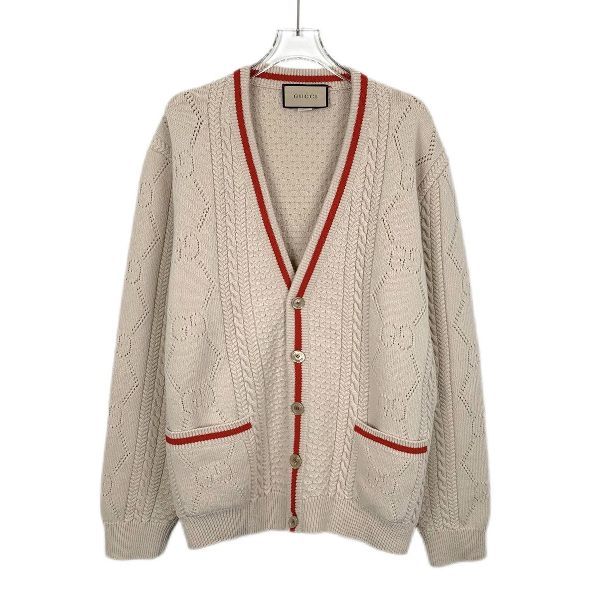 Gucci Gucci Hollow Out Wool V-neck Long Sleeve Knit Sweater K26WX Size S / US 4 / IT 40 - 1 Thumbnail