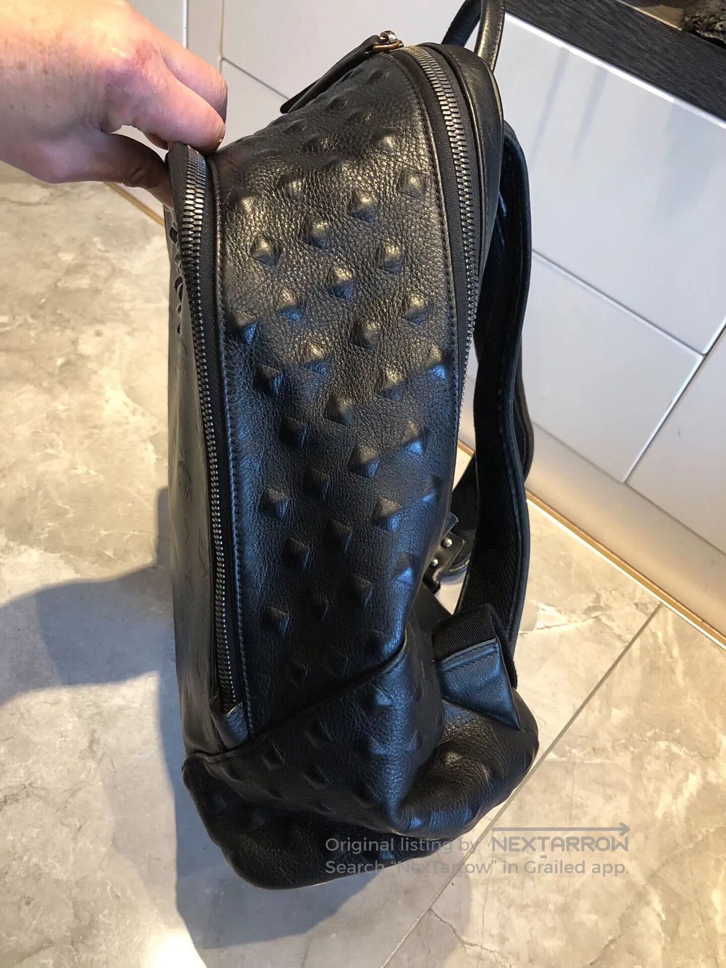 MCM Large Black Studded Backpack.