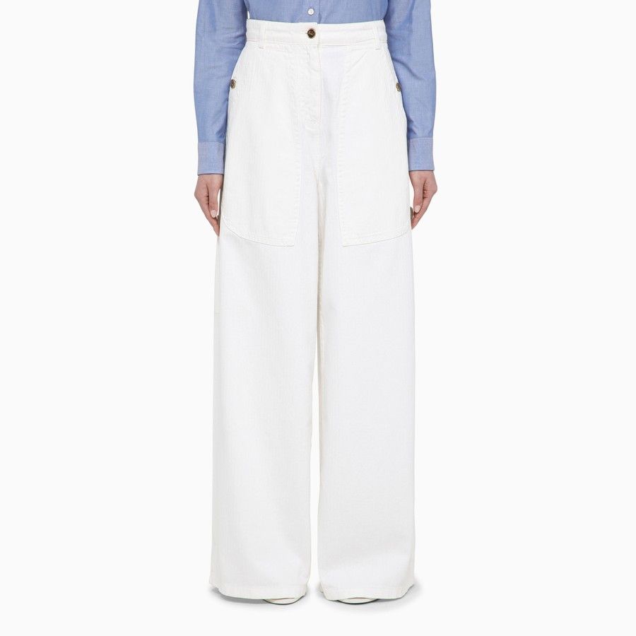 Etro o1d2blof0824 Wide Denim Trousers in White Size 25" / US 0 / IT 36 - 1 Thumbnail