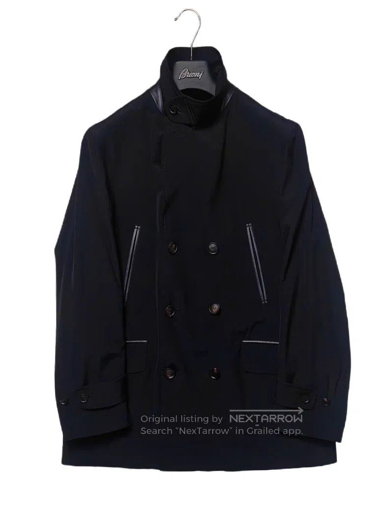 Brioni Brioni Wool and silk leather-trimmed thin short coat Size US L / EU 52-54 / 3 - 3 Thumbnail