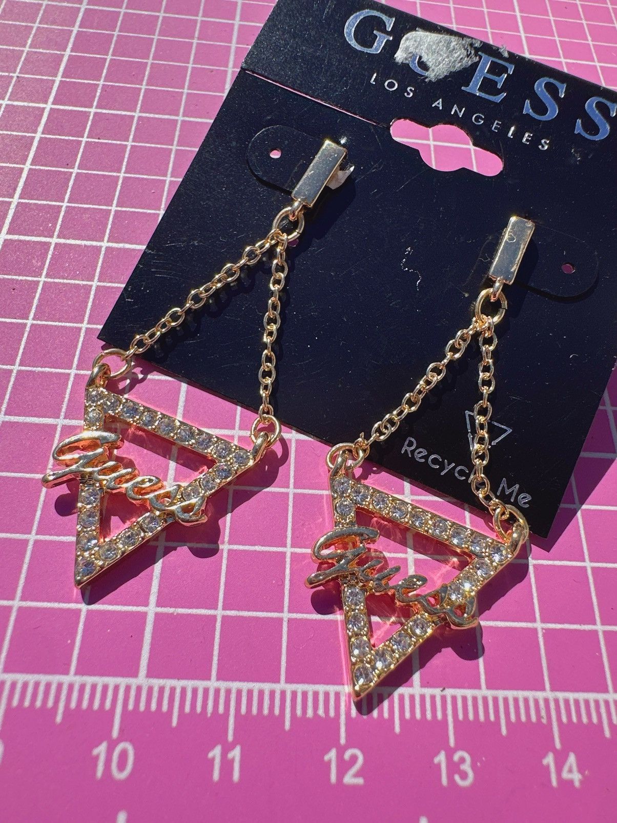 Guess Guess Earrings crystals paved triangle chain up tassels Size ONE SIZE - 2 Thumbnail