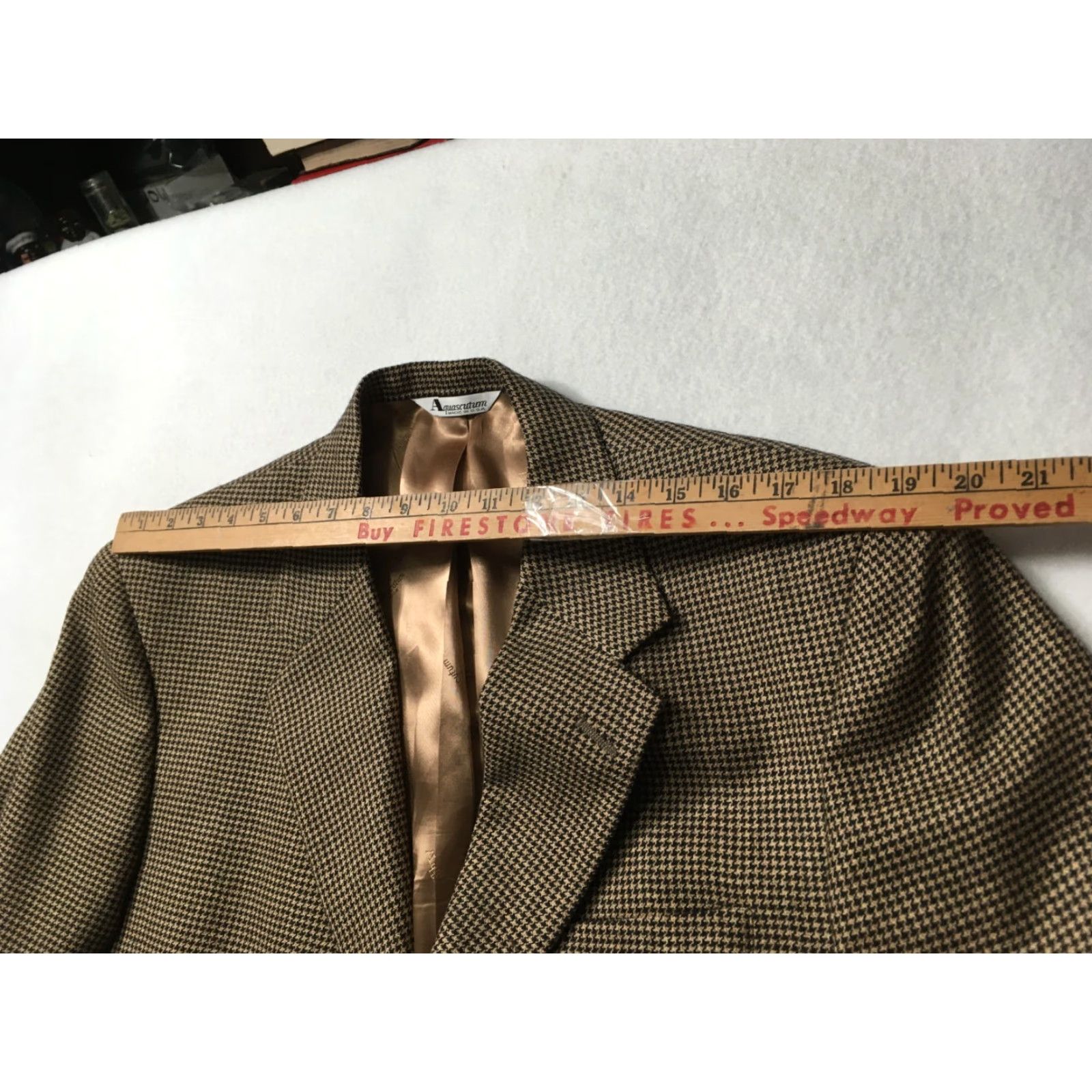 Aquascutum VTG Aquascutum Blazer Houndstooth Silk/Wool 2-Button Single-Breasted Beige 44reg Mens Jacket Size 44R - 5 Thumbnail