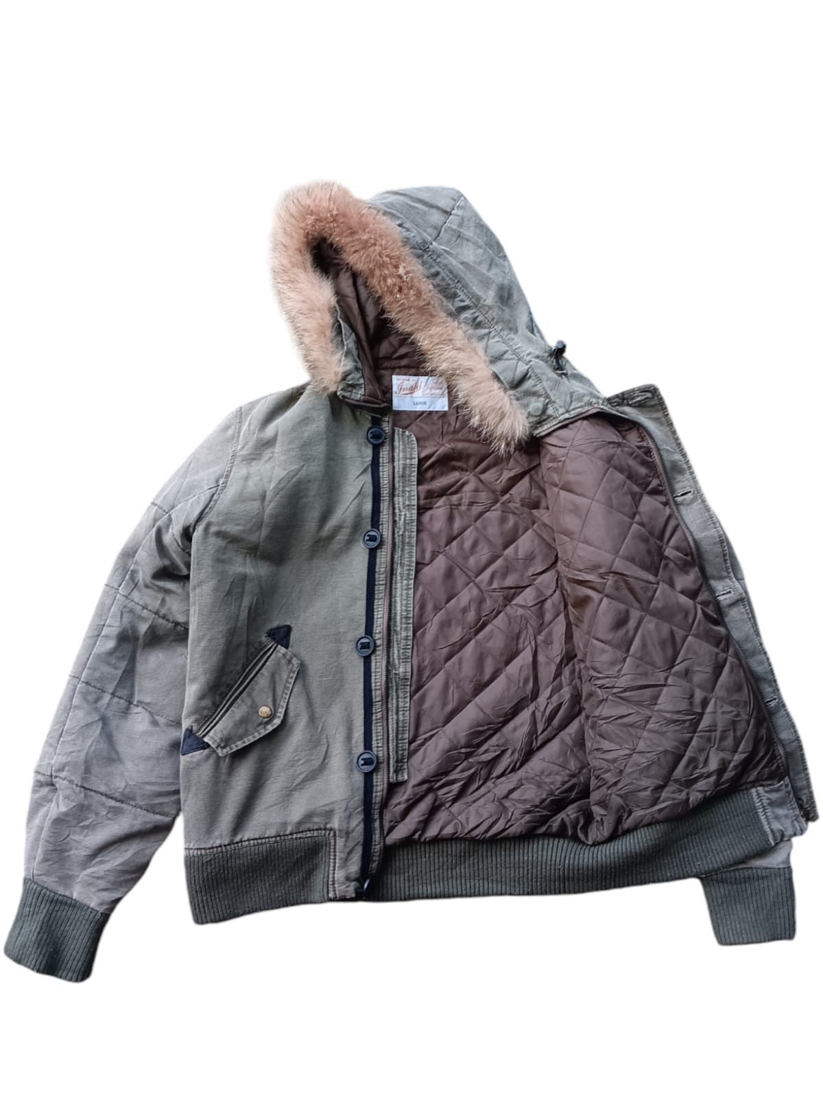 Japanese Brand 🇯🇵Japanese fur hoodie sun faded bomber vintage jacket Size US L / EU 52-54 / 3 - 4 Thumbnail