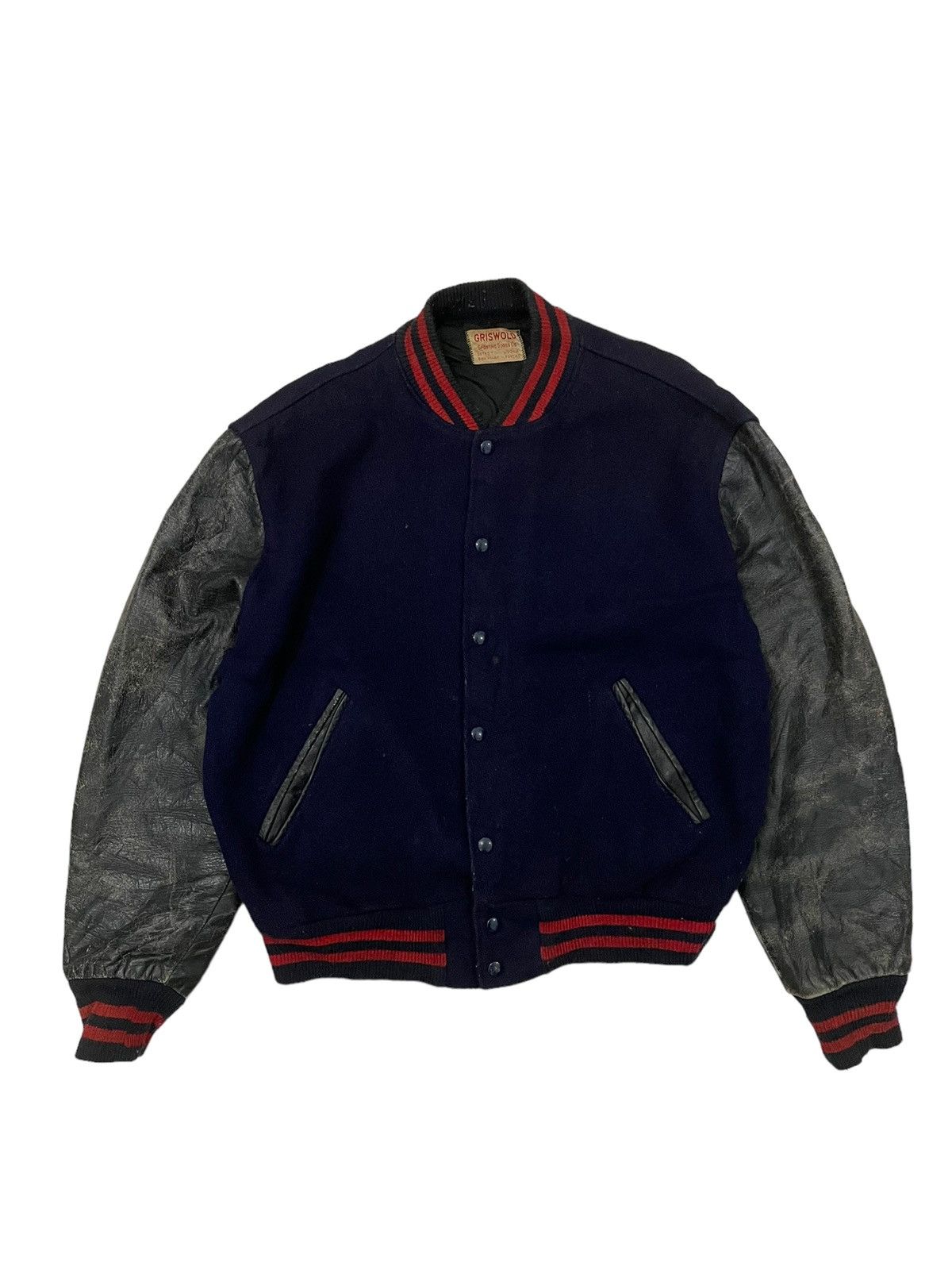 Vintage Vintage 70s Griswold Leather Sleeve Varsity Jacket Size US M / EU 48-50 / 2 - 2 Thumbnail