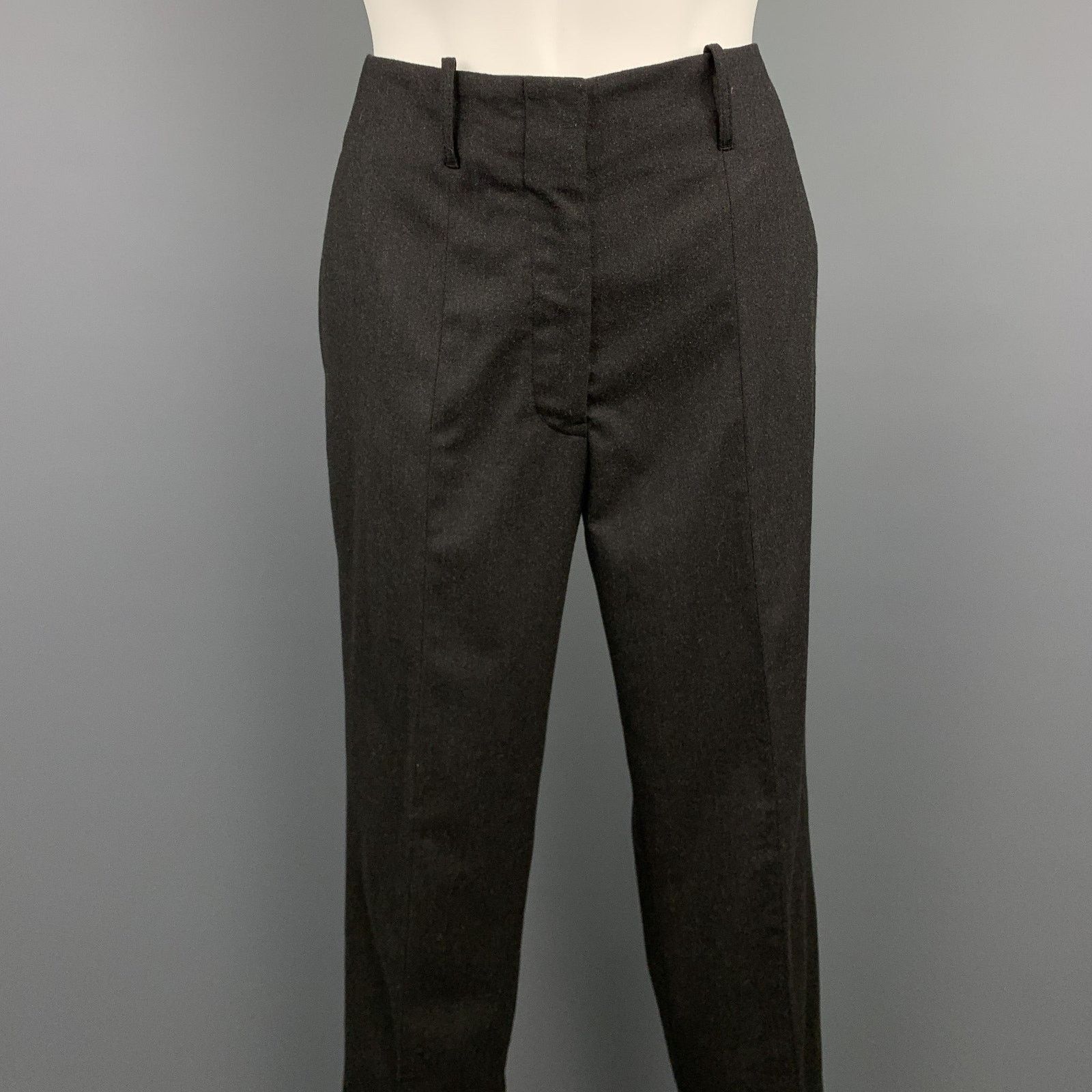 Jil Sander Size 0 Charcoal Virgin Wool Straight Leg Dress Pants Size 25" / US 0 / IT 36 - 2 Thumbnail