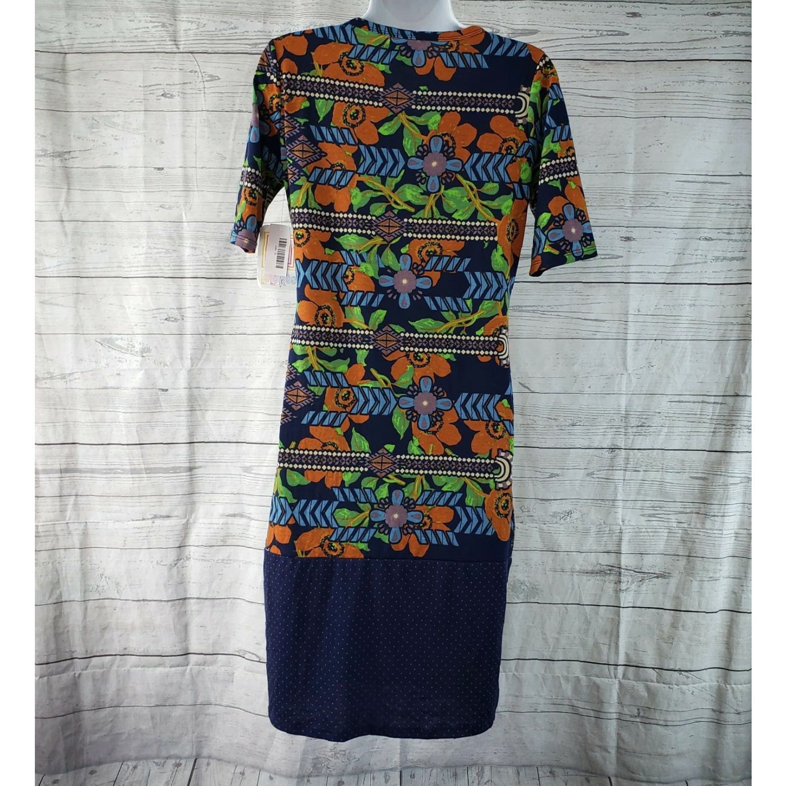 Vintage LuLaRoe Womens Julia Dress Small Green Floral Sleeveless? Short Sleeve Pullover Knee Length Size S / US 4 / IT 40 - 3 Thumbnail