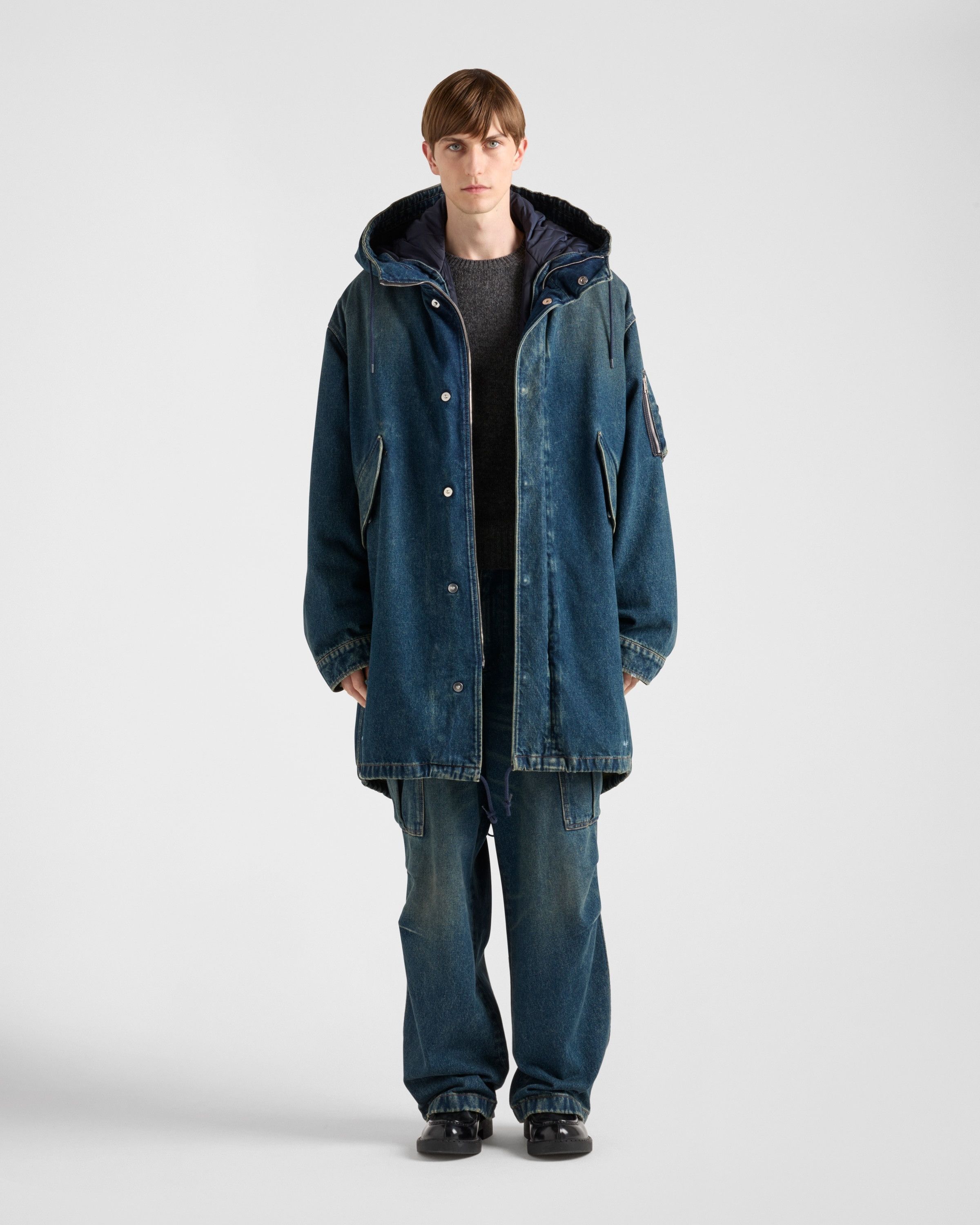 Prada o1bcso1str1025 Padded Denim Jacket in Blue Size US L / EU 52-54 / 3 - 2 Thumbnail